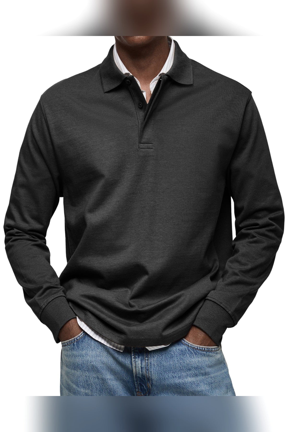 Polo de manga larga en negro
