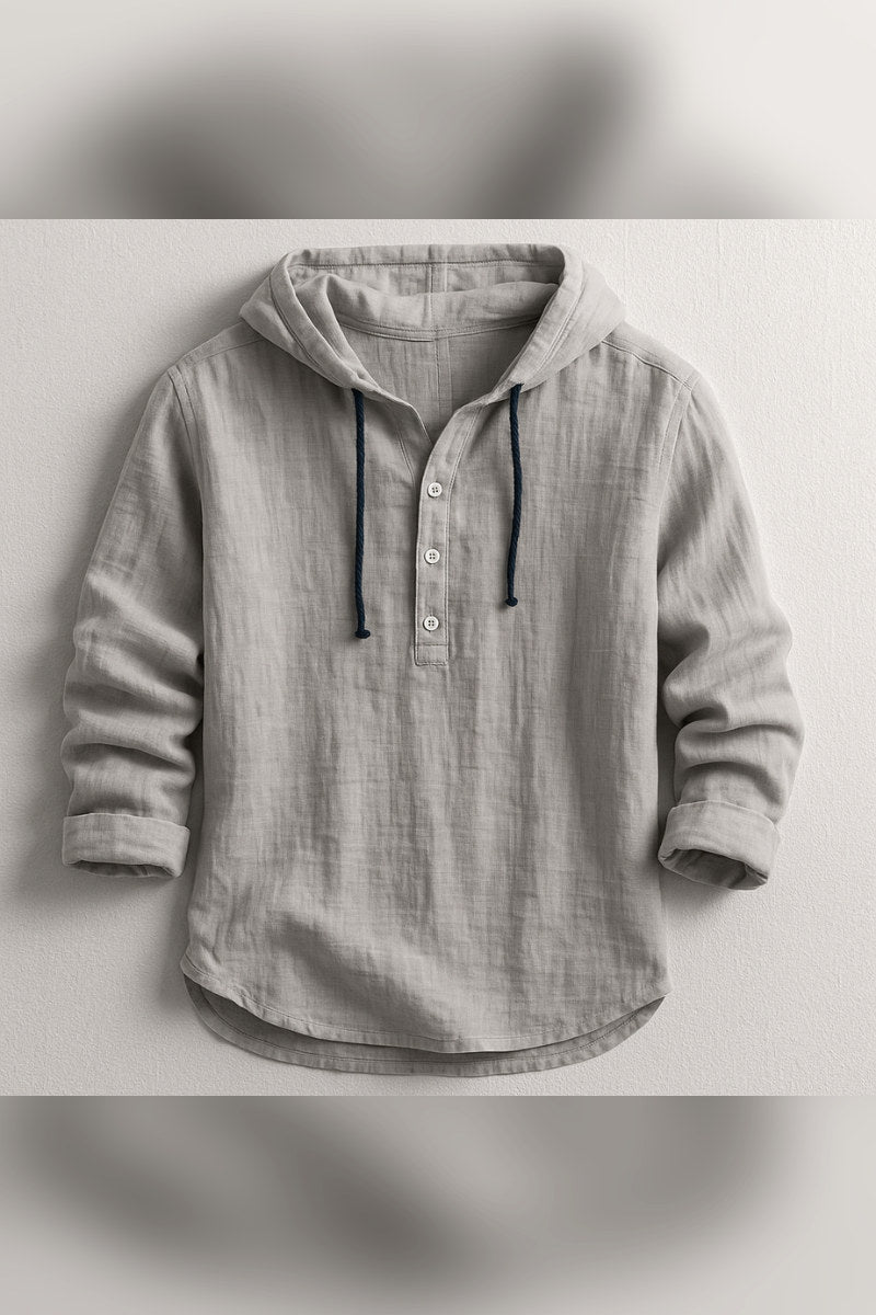 Camisa con capucha de media botonadura en gris