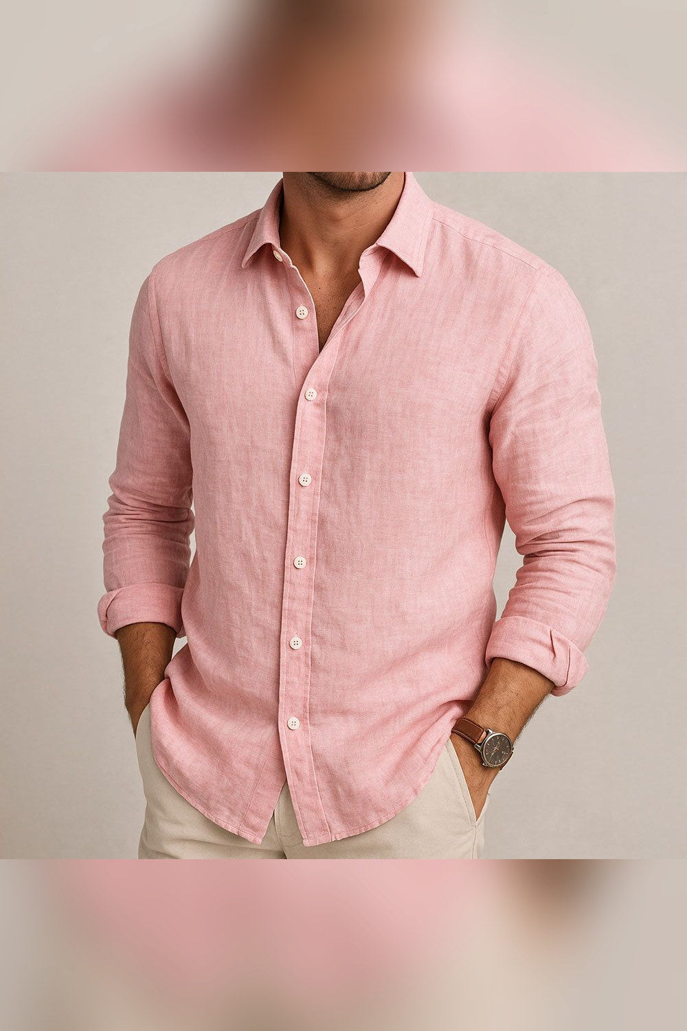 Camisa esencial de lino en rosa