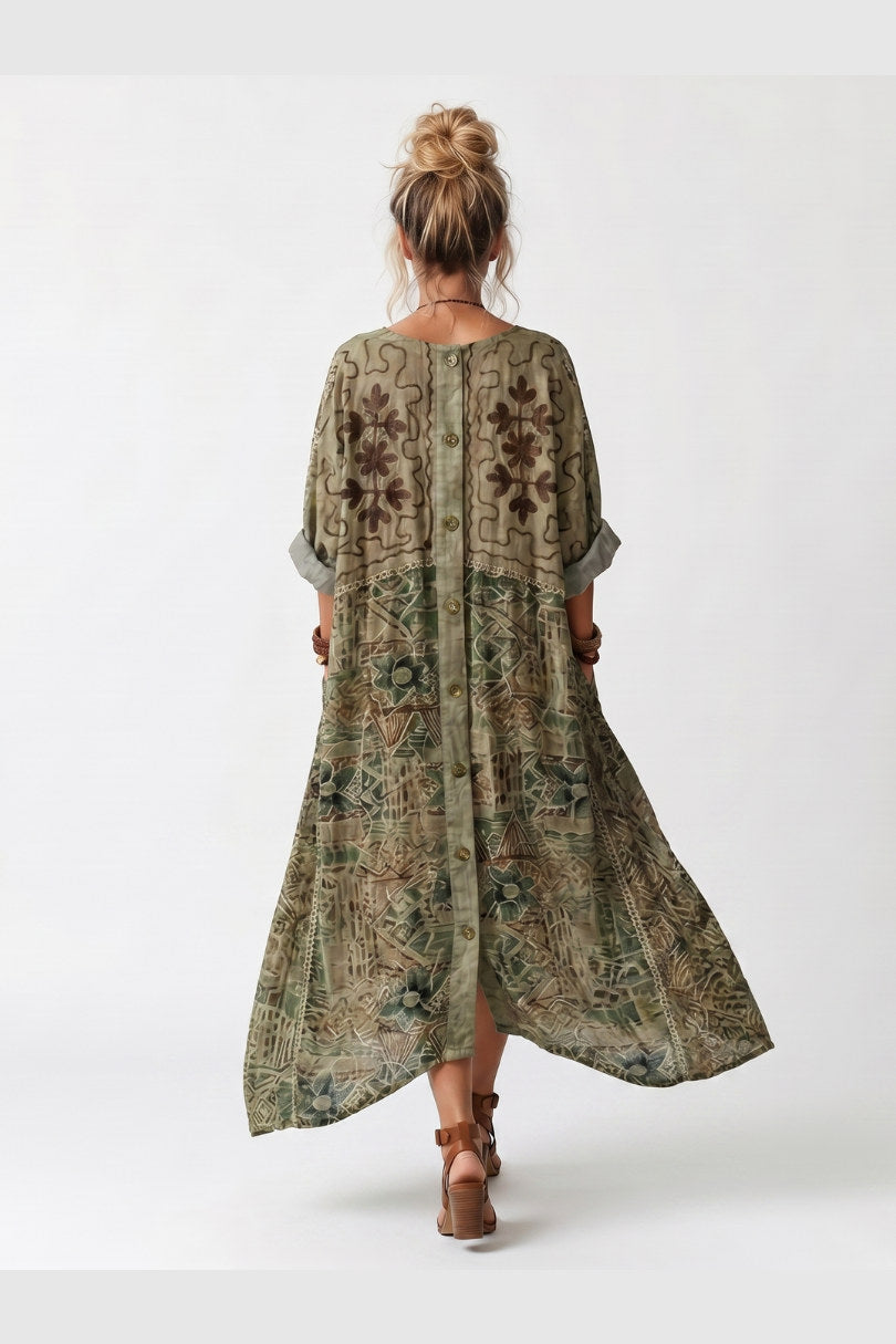 Aleta — Vestido midi abotonado con bolsillos — vista 4