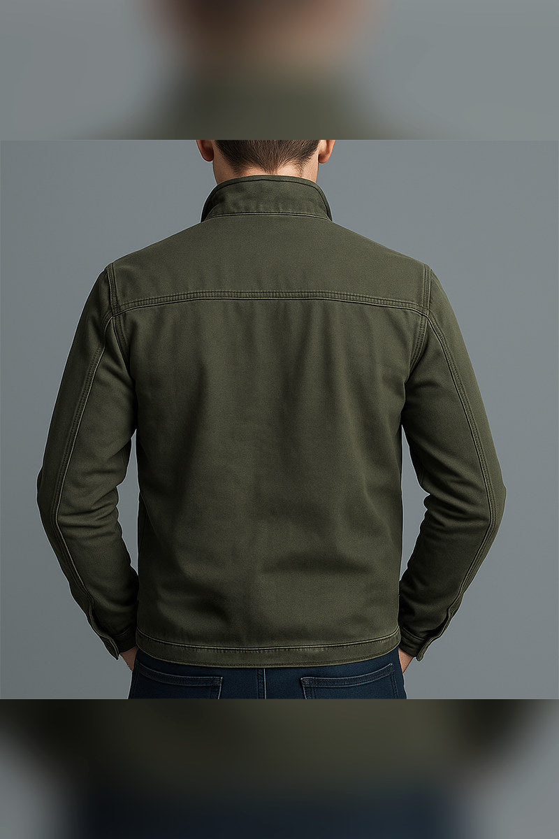 Chaqueta militar de algodón en verde oliva