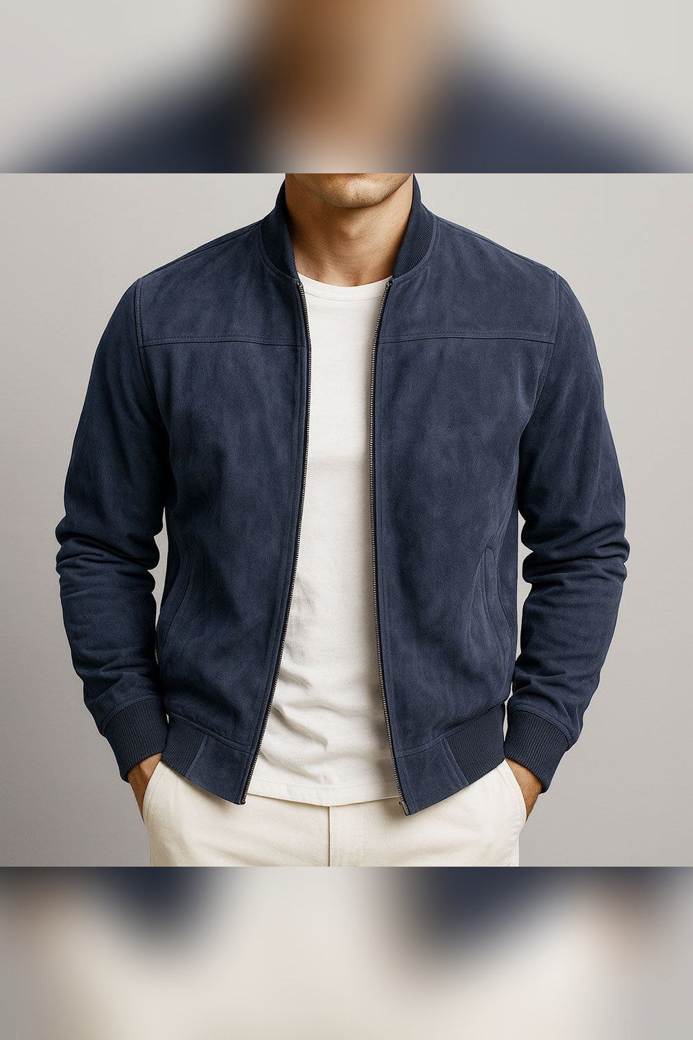 Chaqueta de ante en azul oscuro