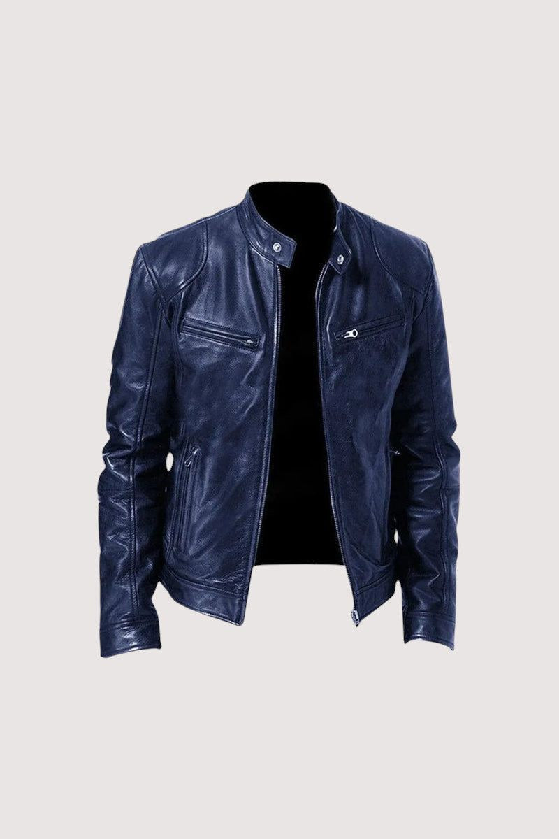 Chaqueta de piel en azul oscuro