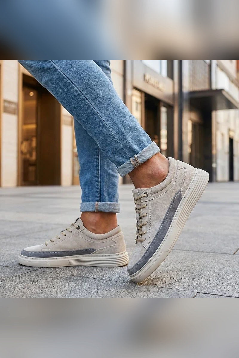 Zapatilla de ante con suela amortiguada en beige