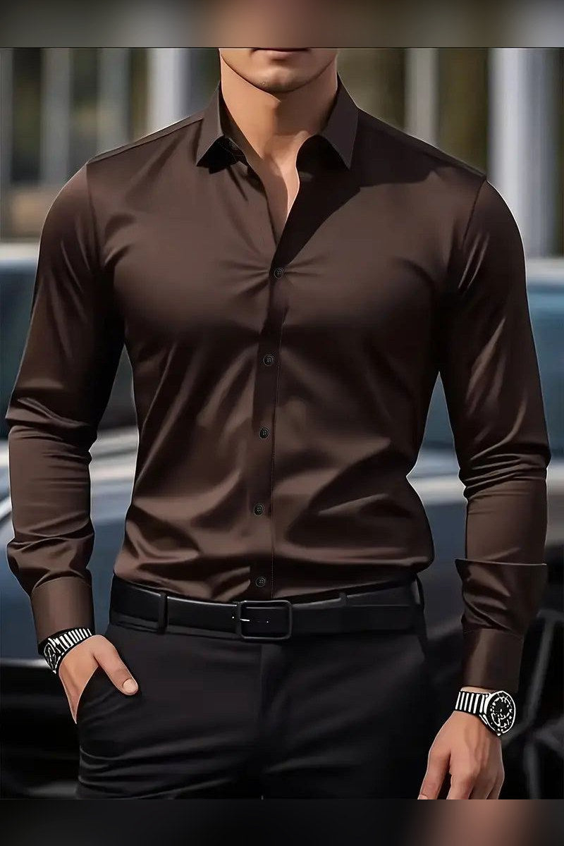 Camisa transpirable de manga larga en café