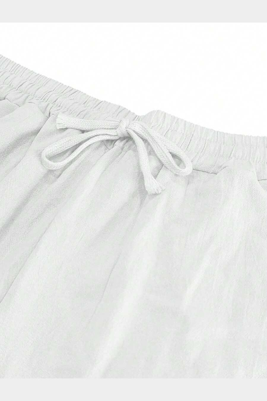 Pantalón de lino con cordón en blanco