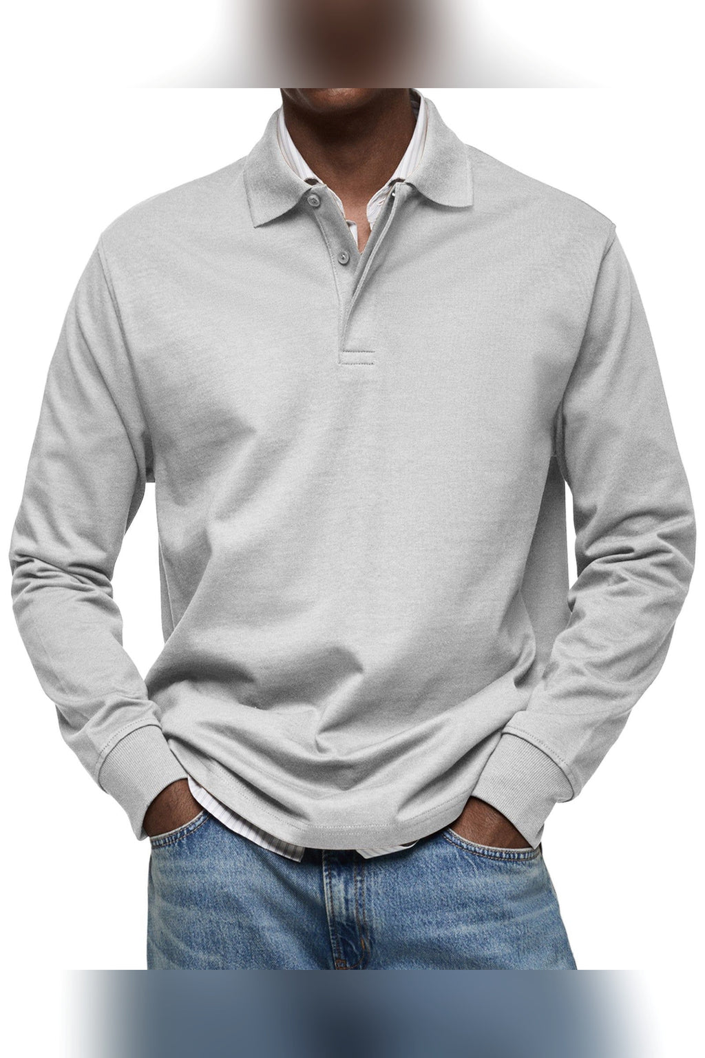 Polo de manga larga en blanco