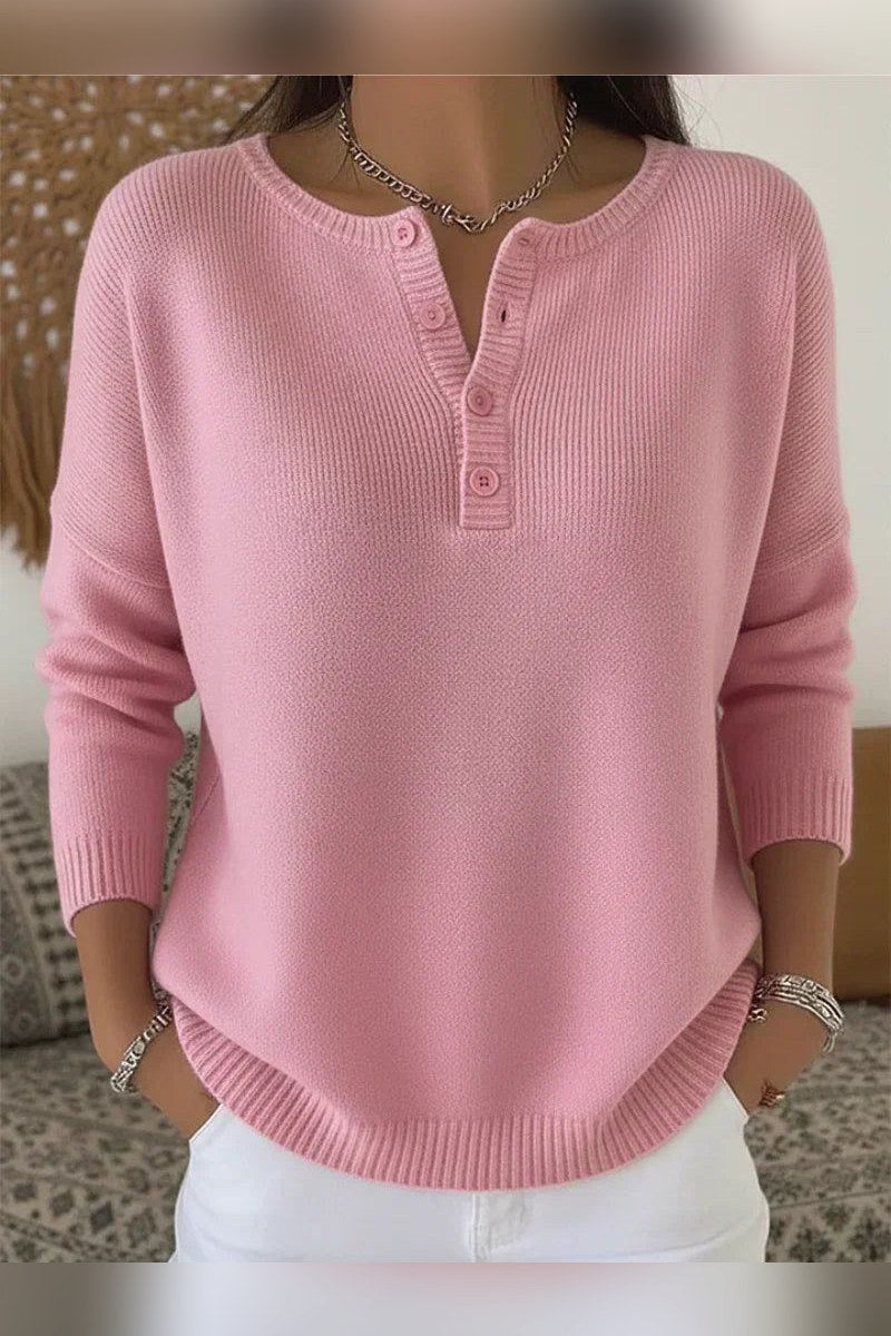 Jersey de punto con botones en rosa claro