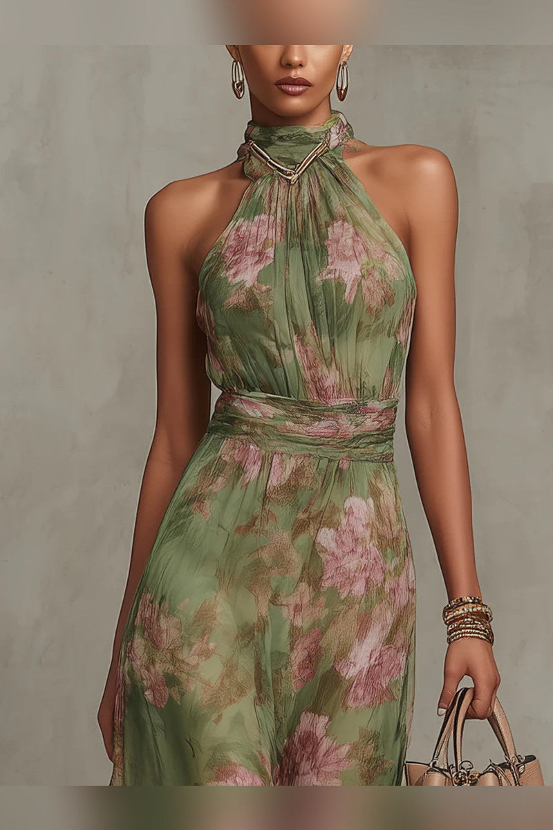 Lidia — Vestido largo halter floral — vista 5