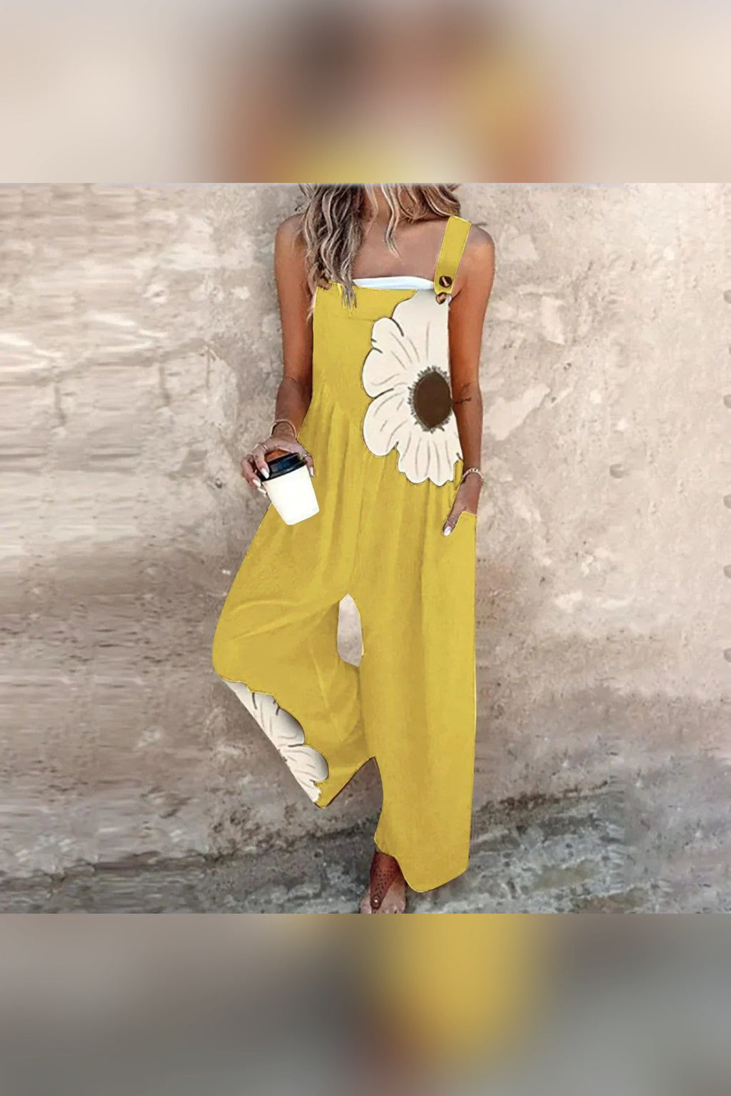 Peto estampado de tirantes en amarillo
