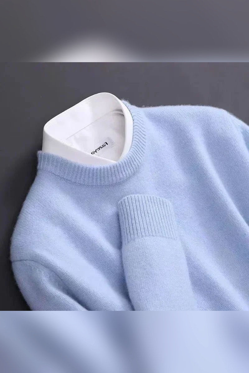 Jersey de cachemira pura en azul claro