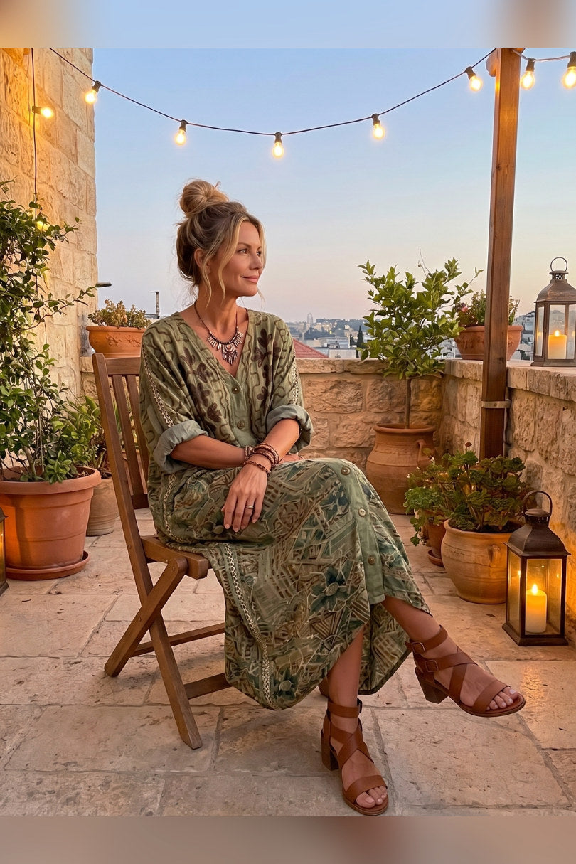 Aleta — Vestido midi abotonado con bolsillos — vista 5