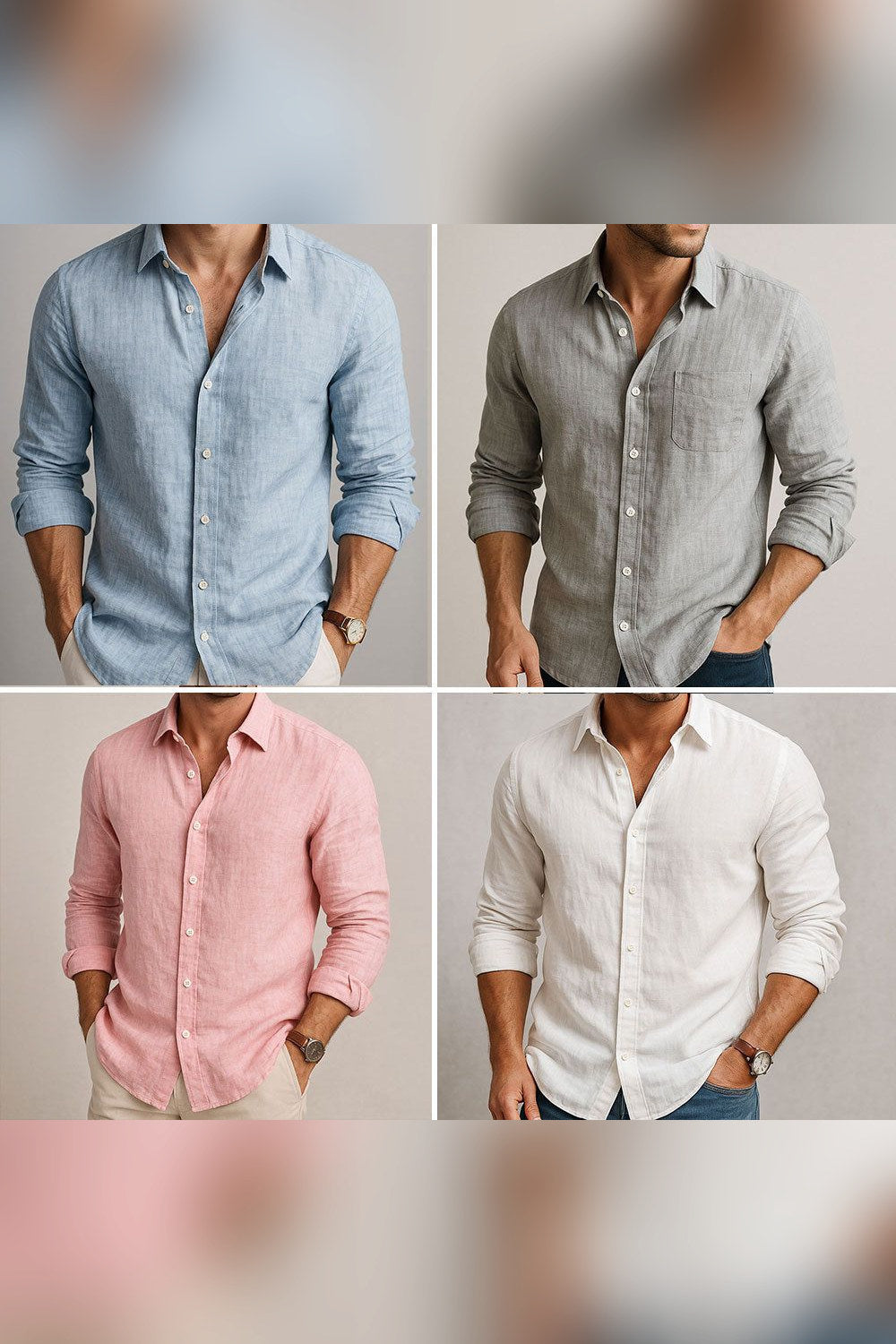 Camisa esencial de lino en pack 4 colores