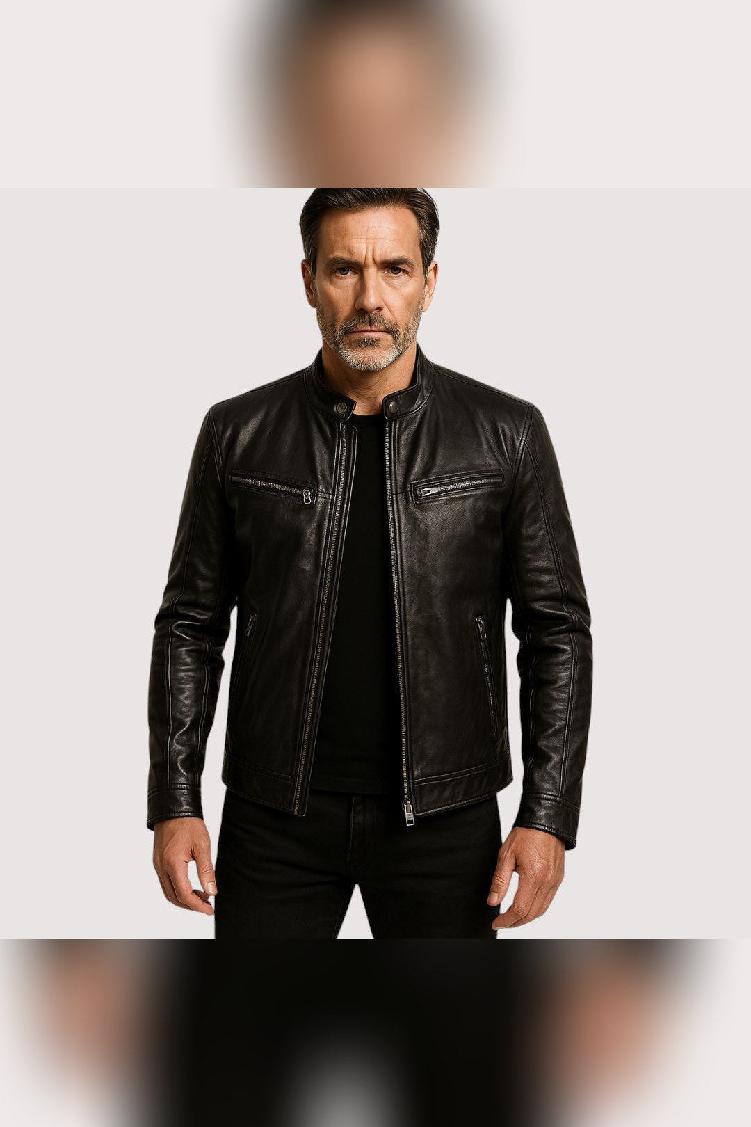 Chaqueta de piel en negro