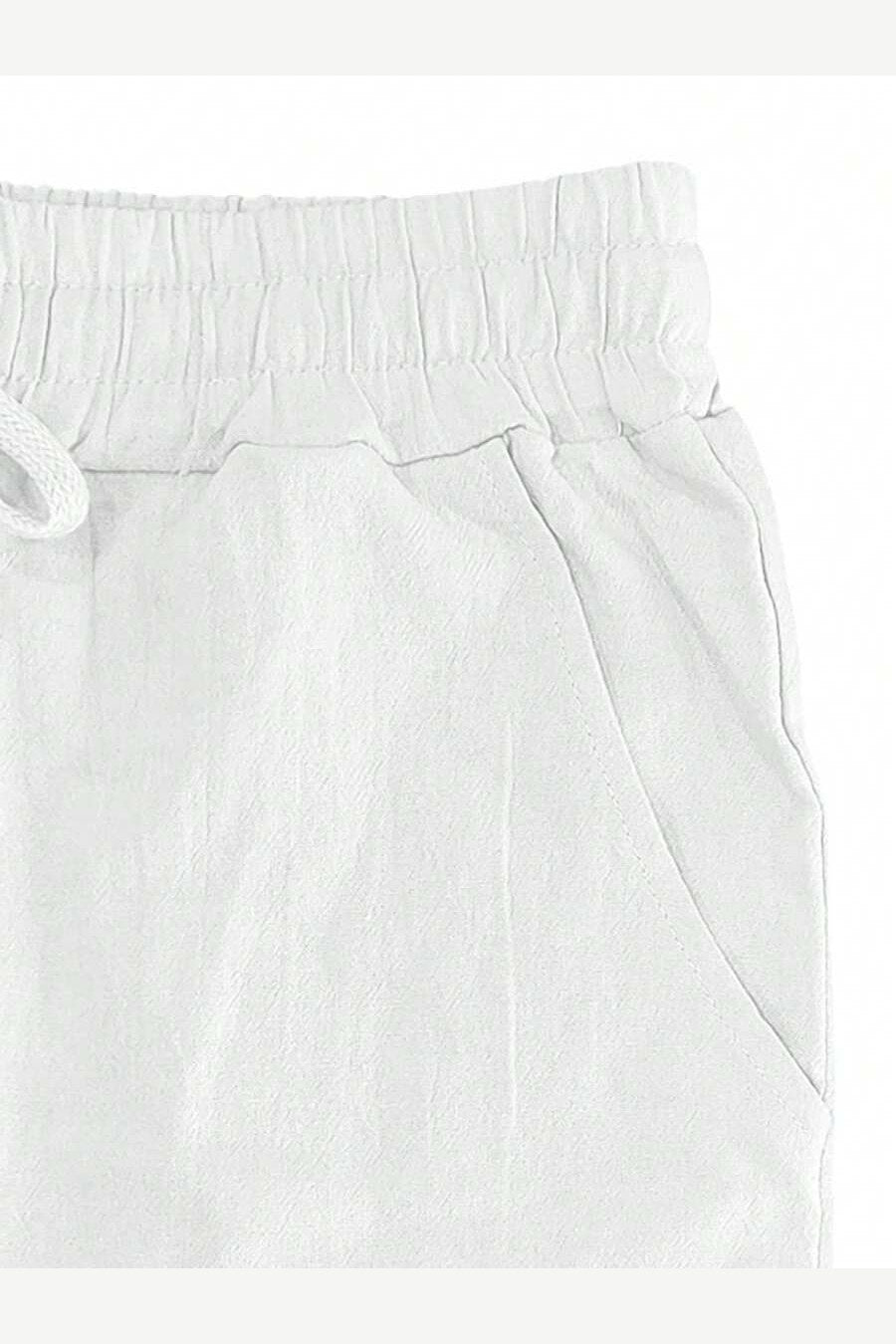 Pantalón de lino con cordón en blanco