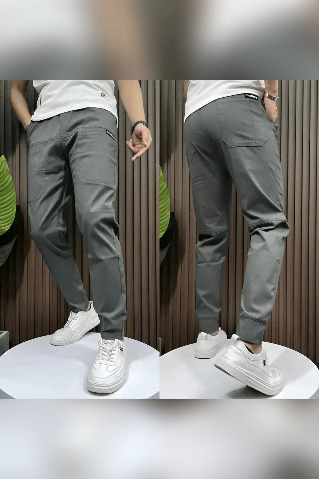 Pantalón cargo elástico en gris oscuro