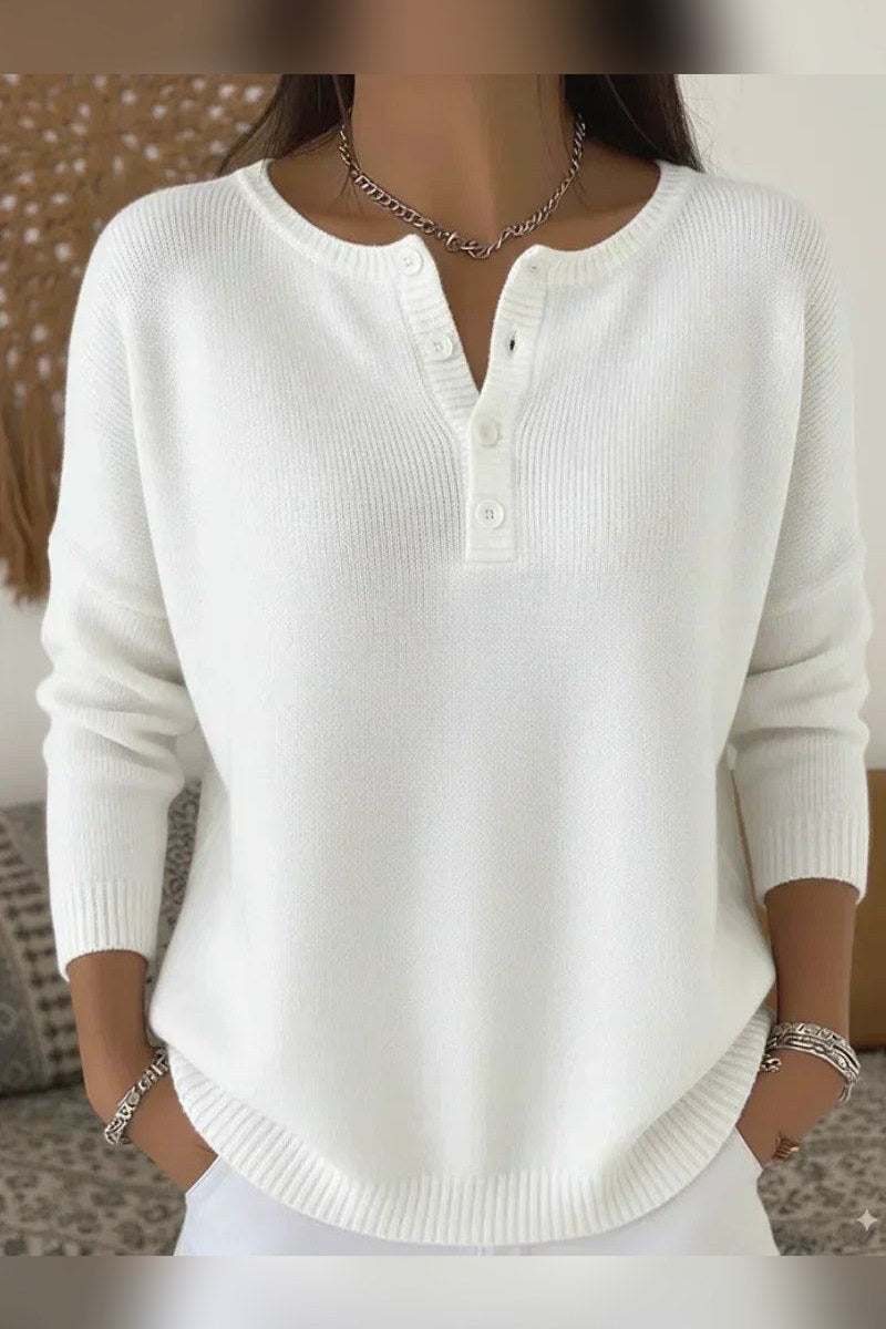 Jersey de punto con botones en blanco
