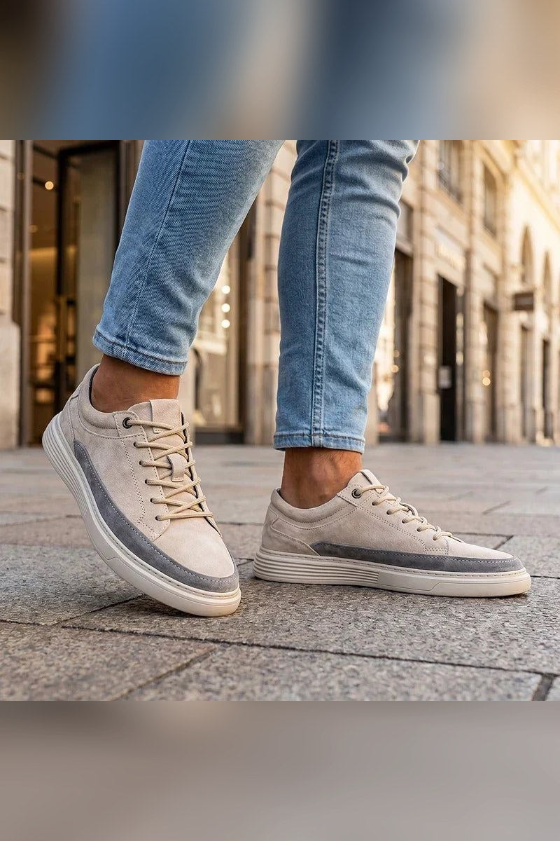 Zapatilla de ante con suela amortiguada en beige