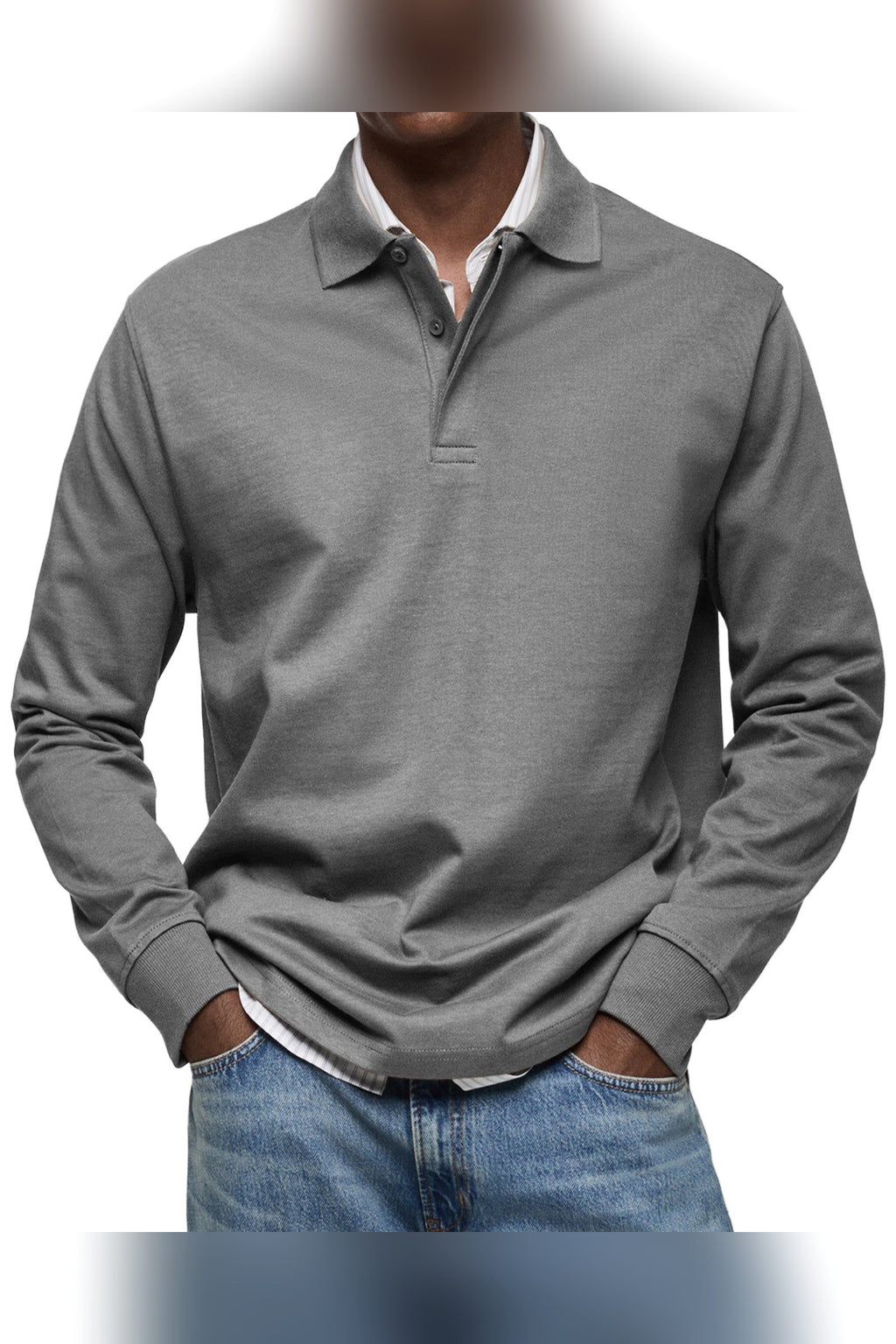 Polo de manga larga en gris