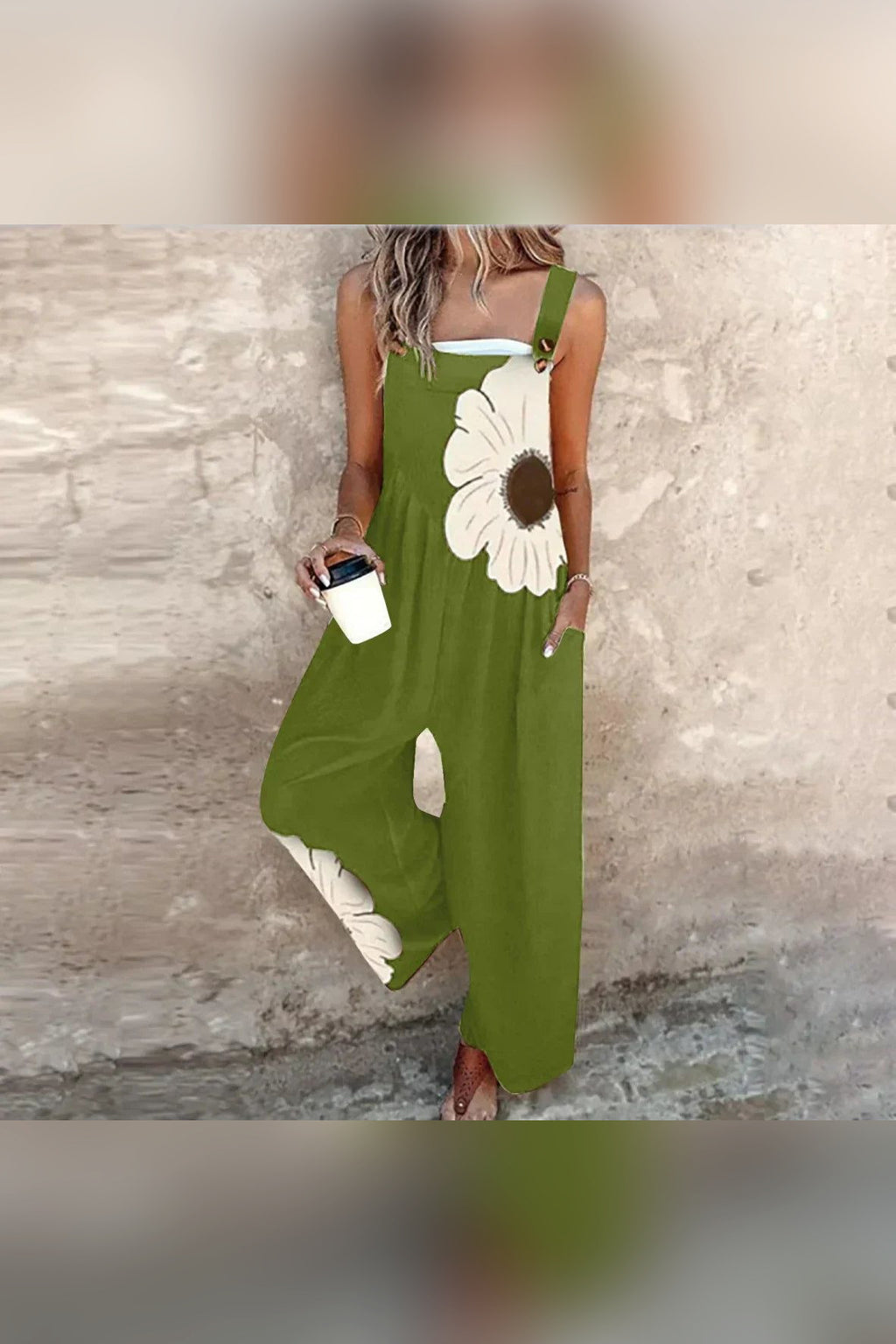 Peto estampado de tirantes en verde