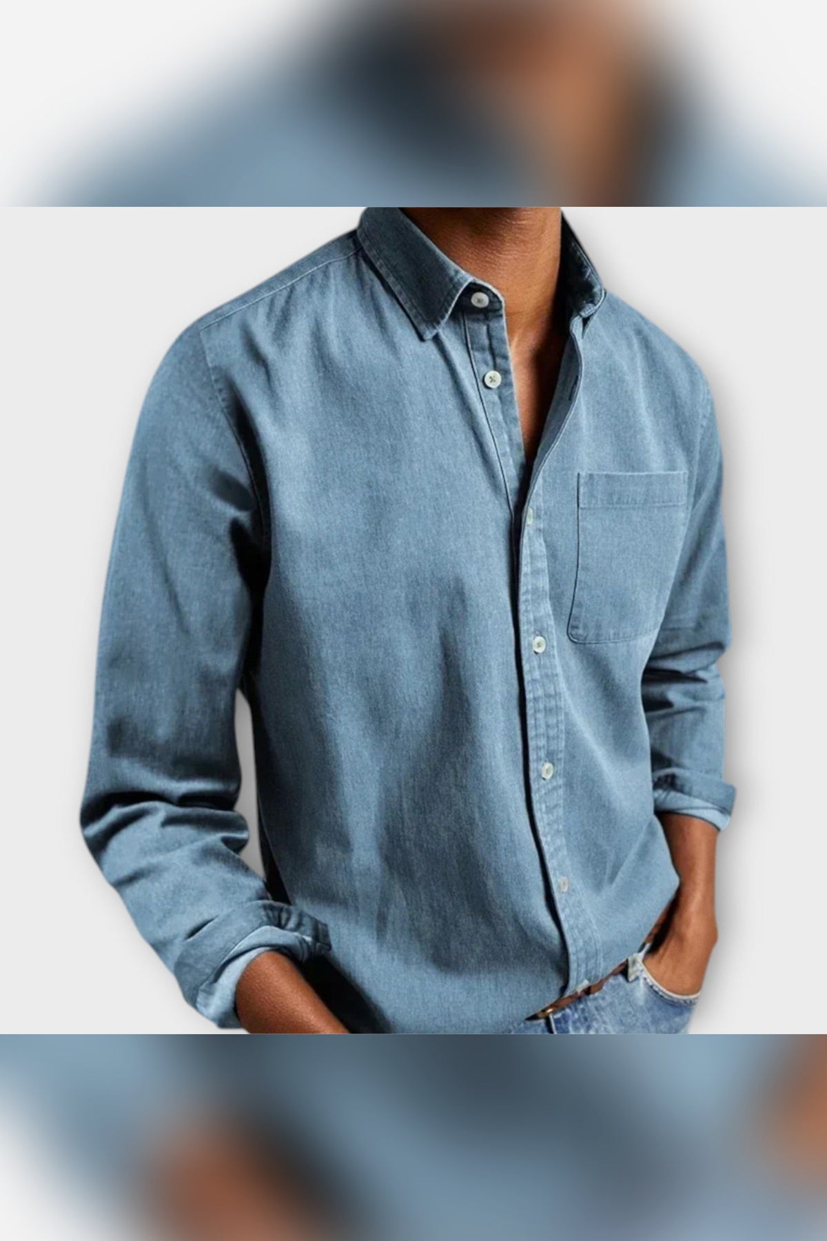 Camisa artesanal en azul claro