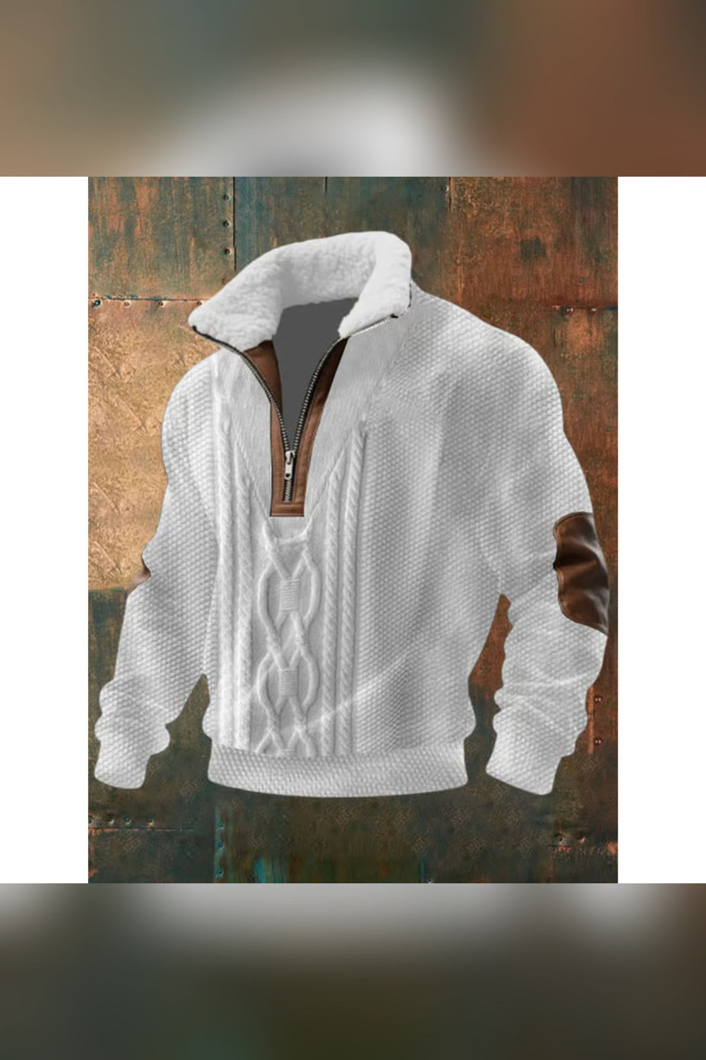 Jersey de cuello alto en forro polar en blanco
