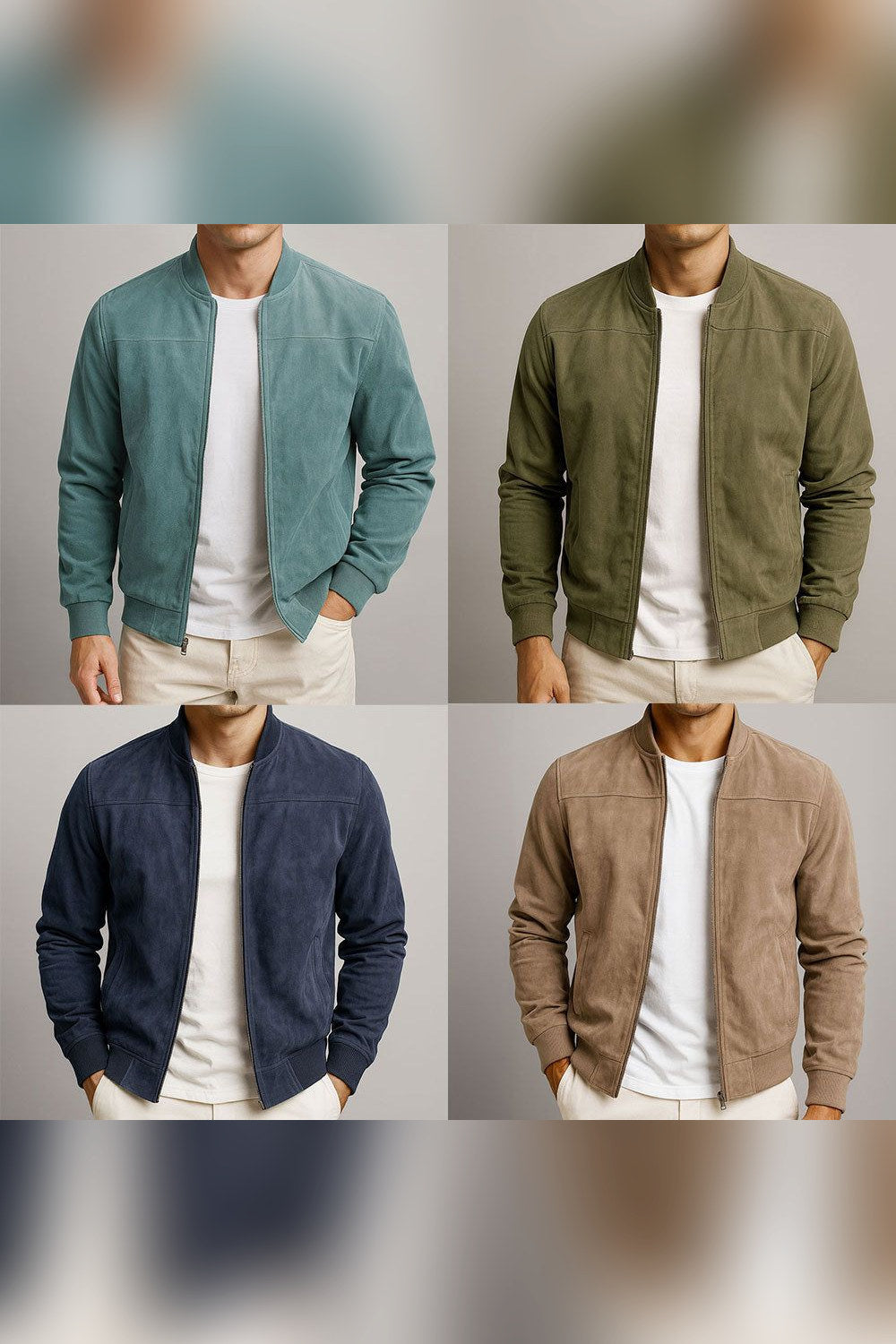 Los cuatro tonos de la chaqueta de ante, en cuadrícula
