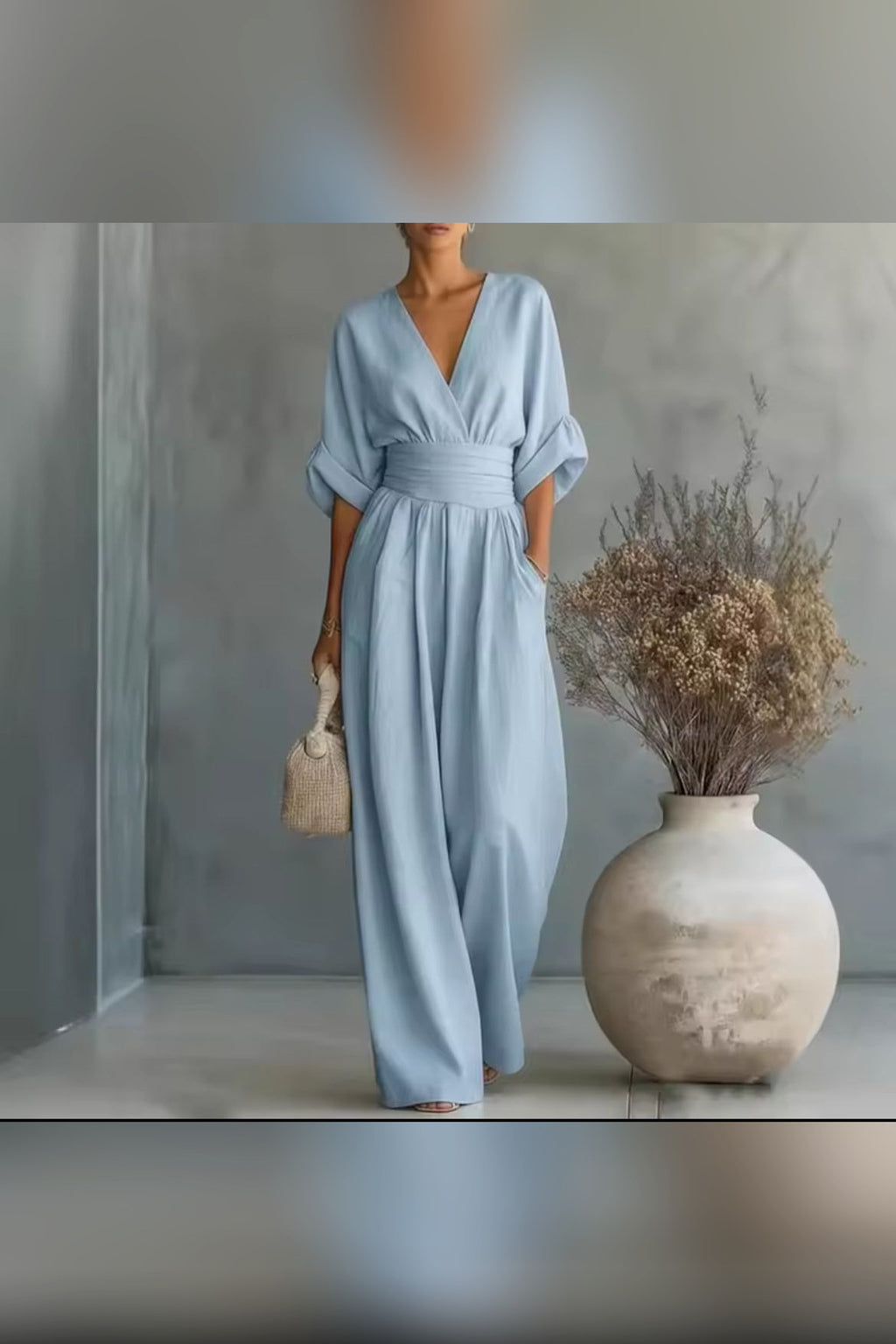 Mono de manga kimono en celeste claro
