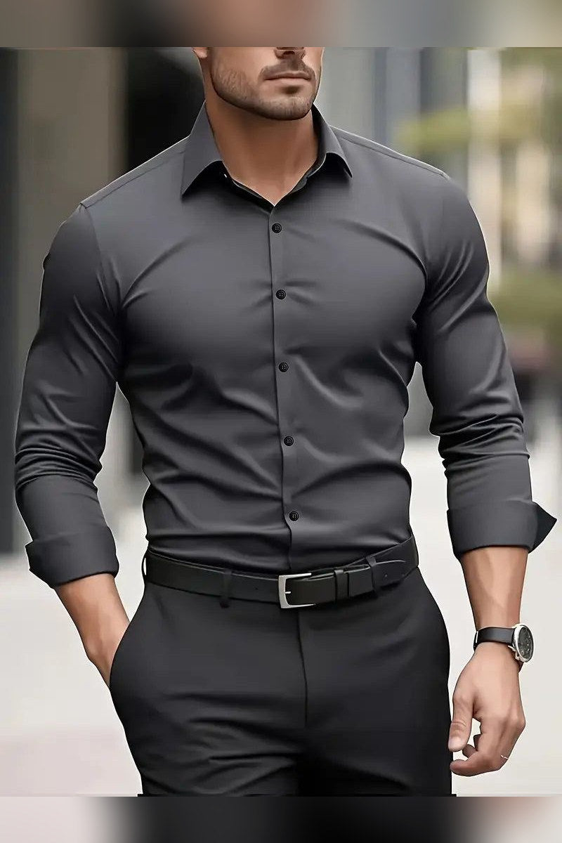Camisa transpirable de manga larga en gris oscuro
