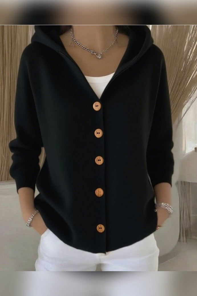 Chaqueta de punto con capucha en negro