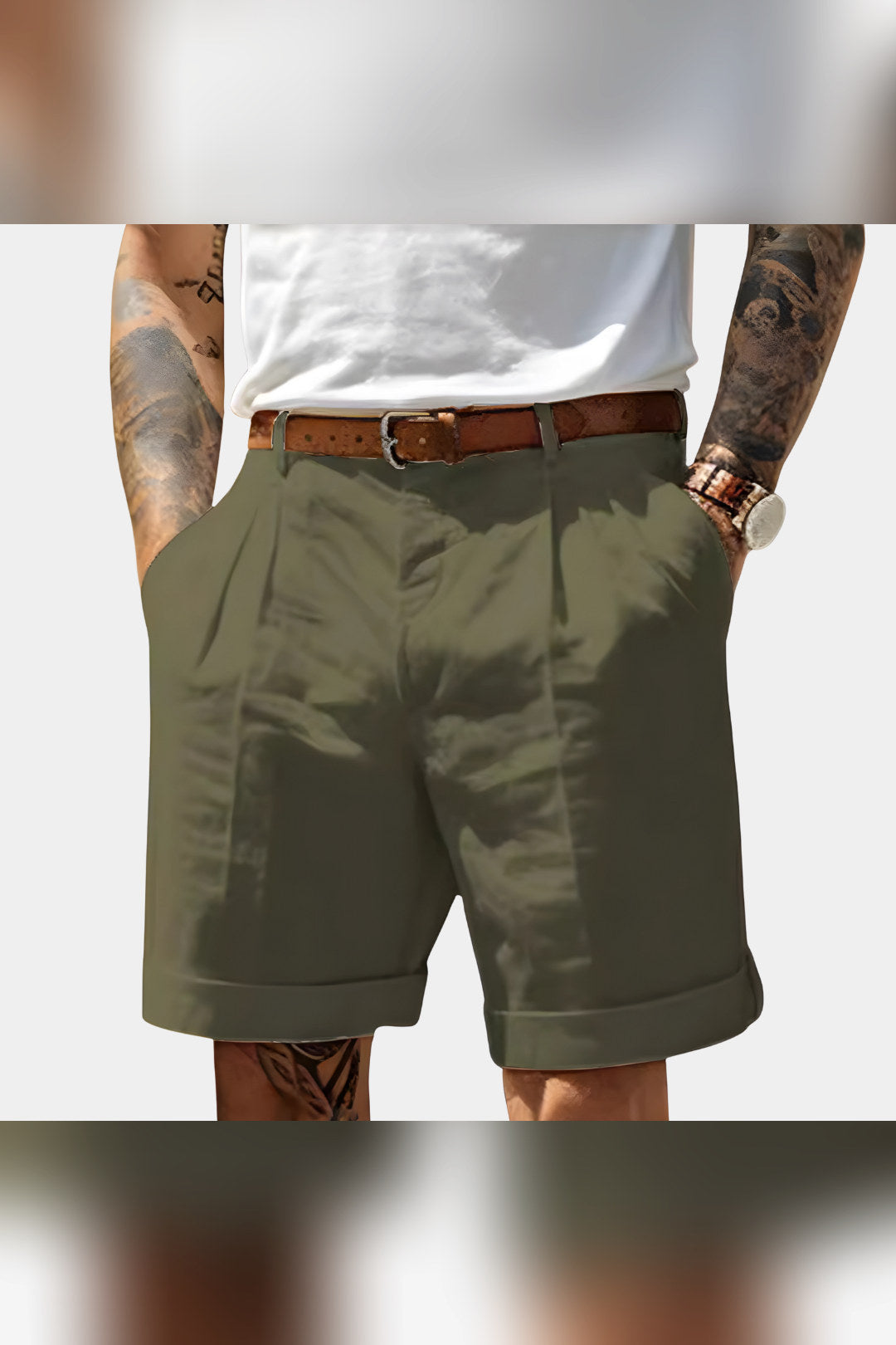 Bermuda de algodón transpirable en verde militar