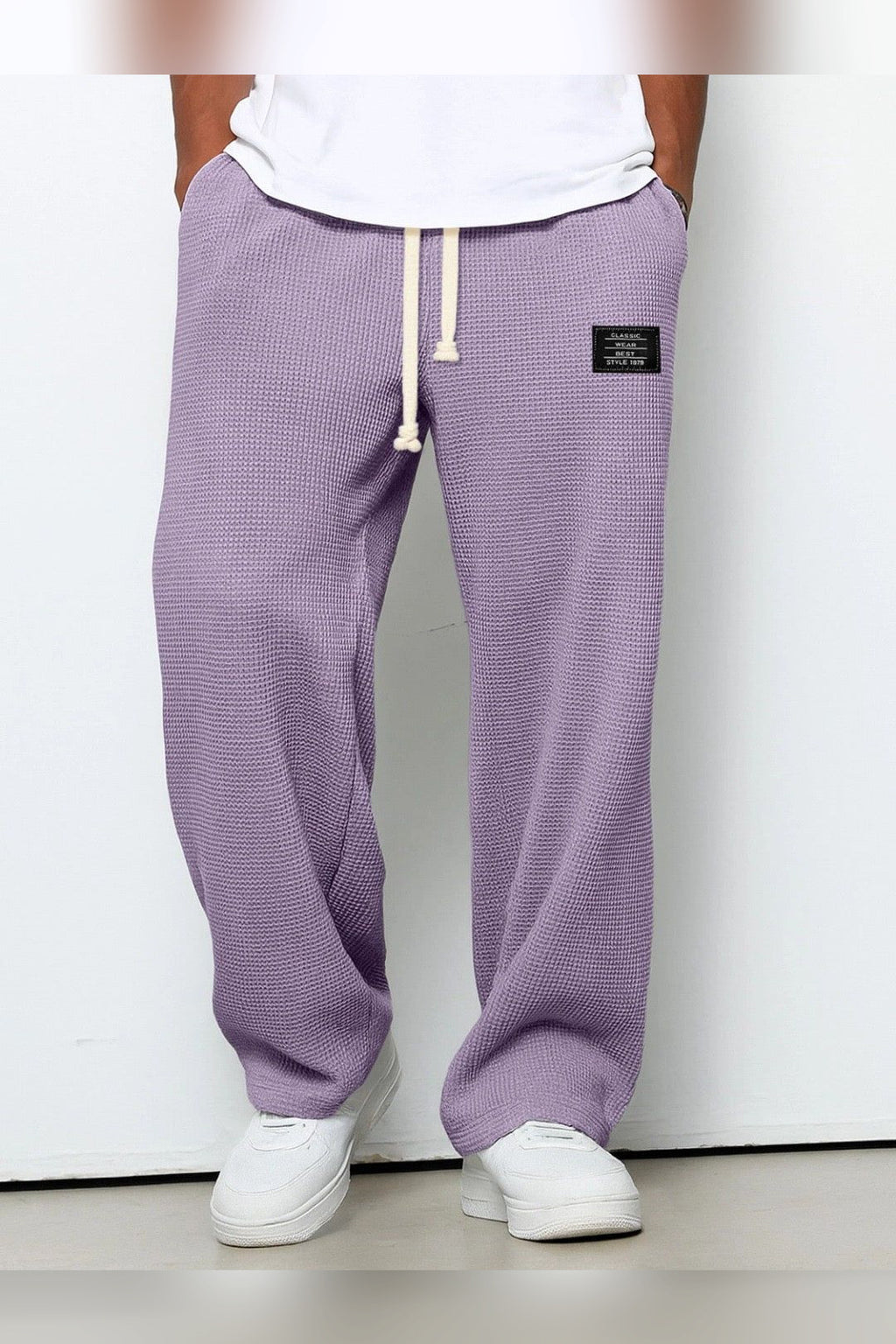 Pantalón de lino de corte relajado en morado
