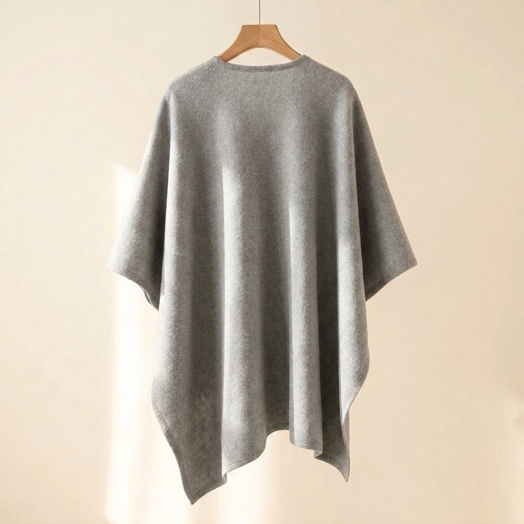 Poncho-chal largo en gris claro