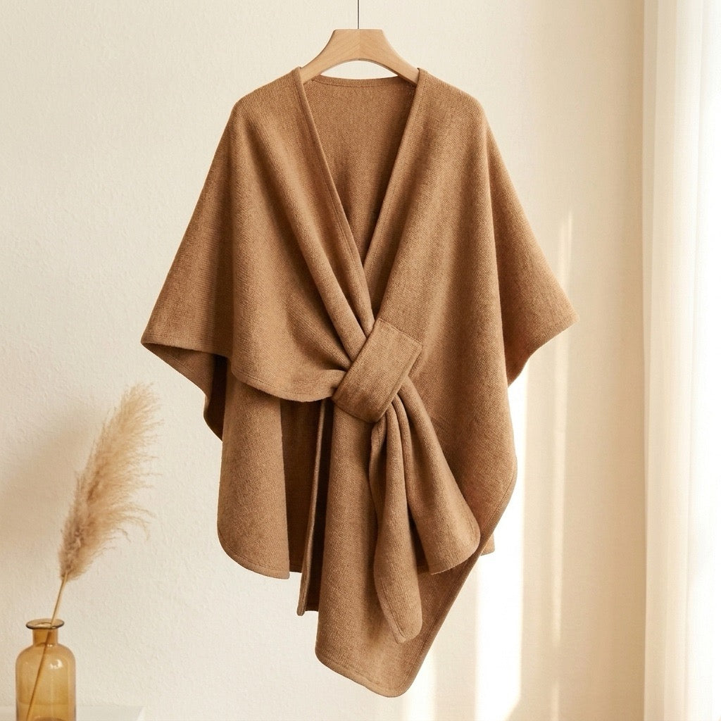 Poncho-chal largo en camel