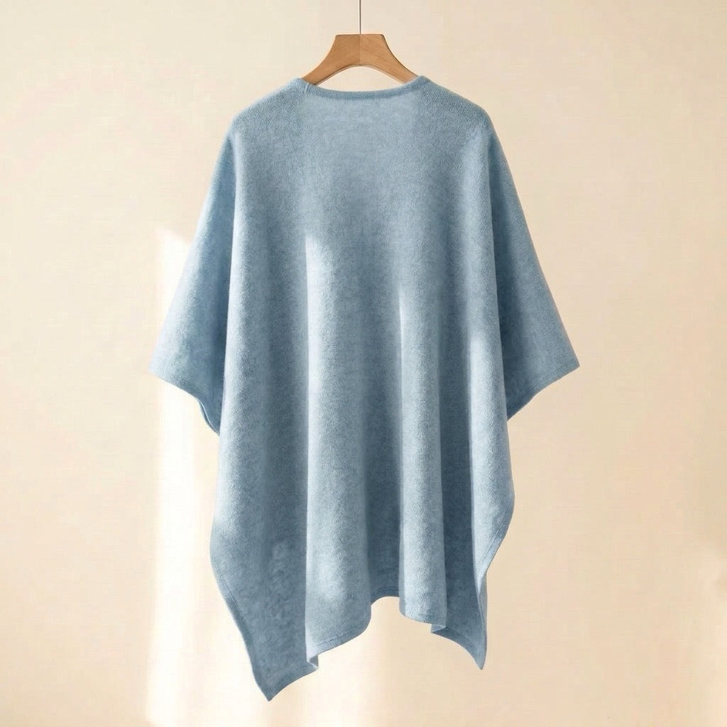 Poncho-chal largo en azul cielo