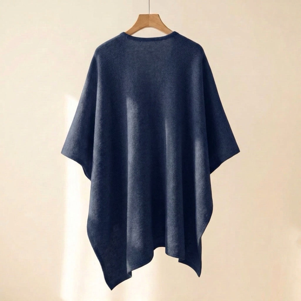 Poncho-chal largo en azul marino