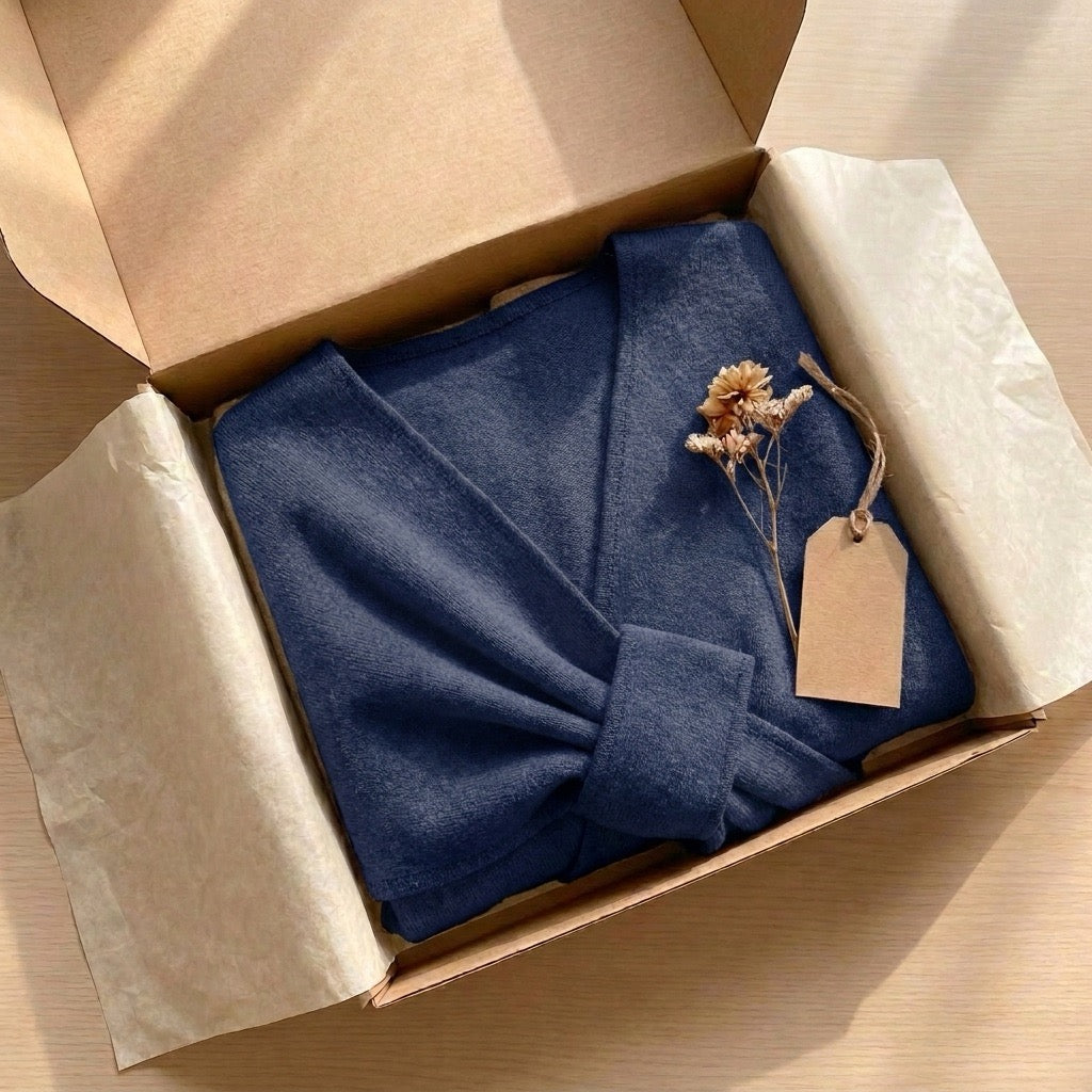 Poncho-chal largo en azul marino