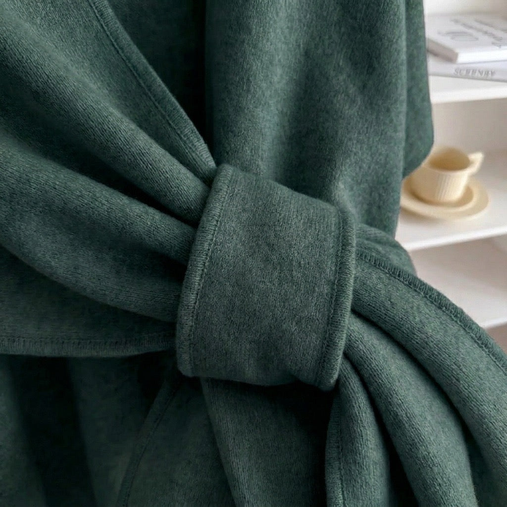 Poncho-chal largo en verde oscuro