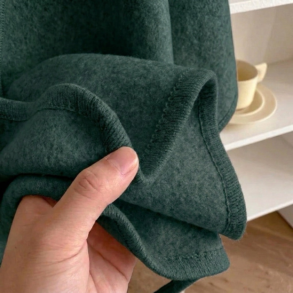 Poncho-chal largo en verde oscuro