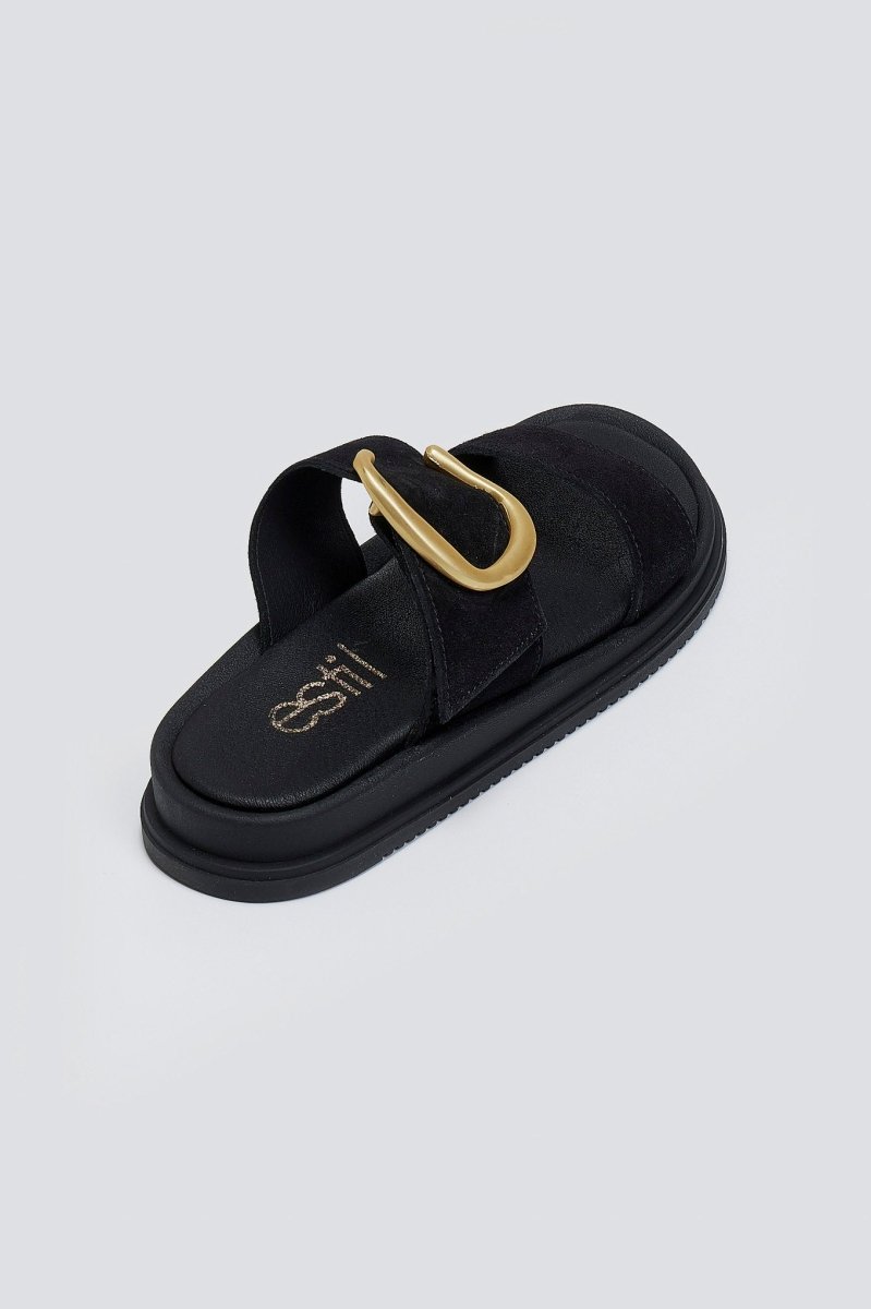 Sandalias de ante de tiras anchas en negro