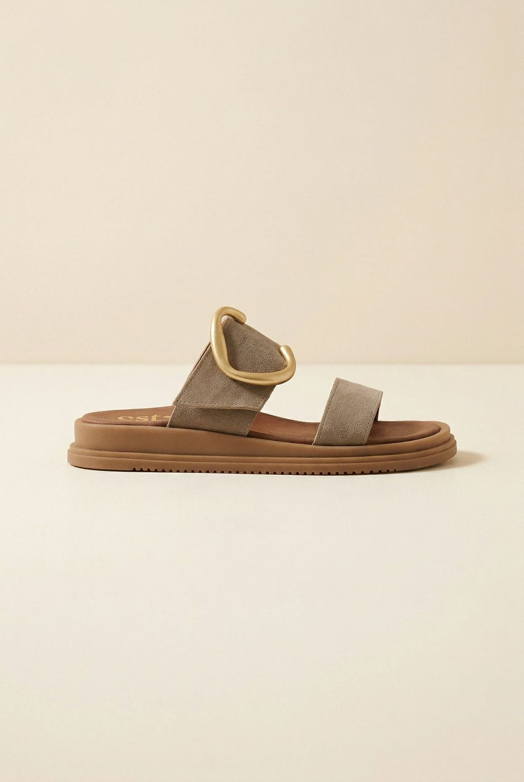 Sandalias de ante de tiras anchas en taupe