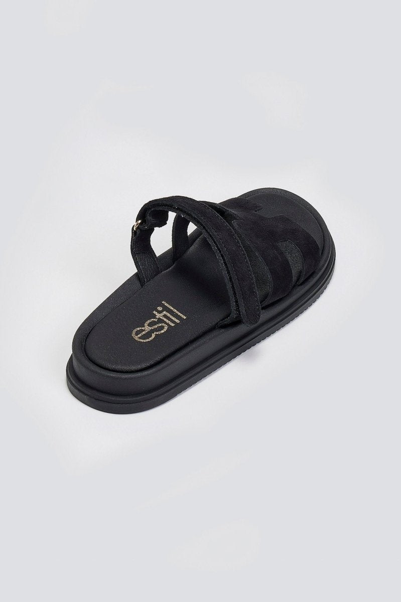 Sandalias de ante con velcro en negro