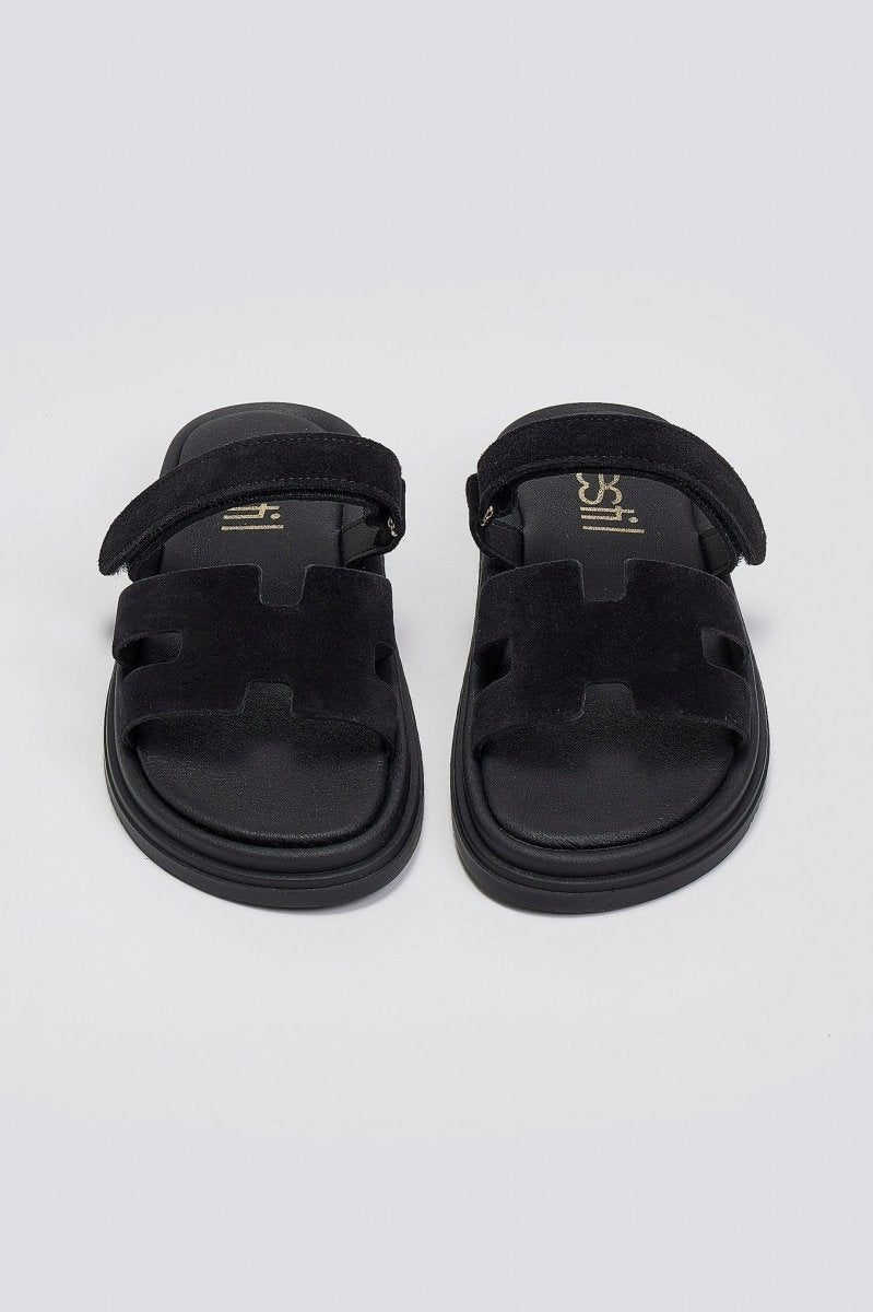 Sandalias de ante con velcro en negro