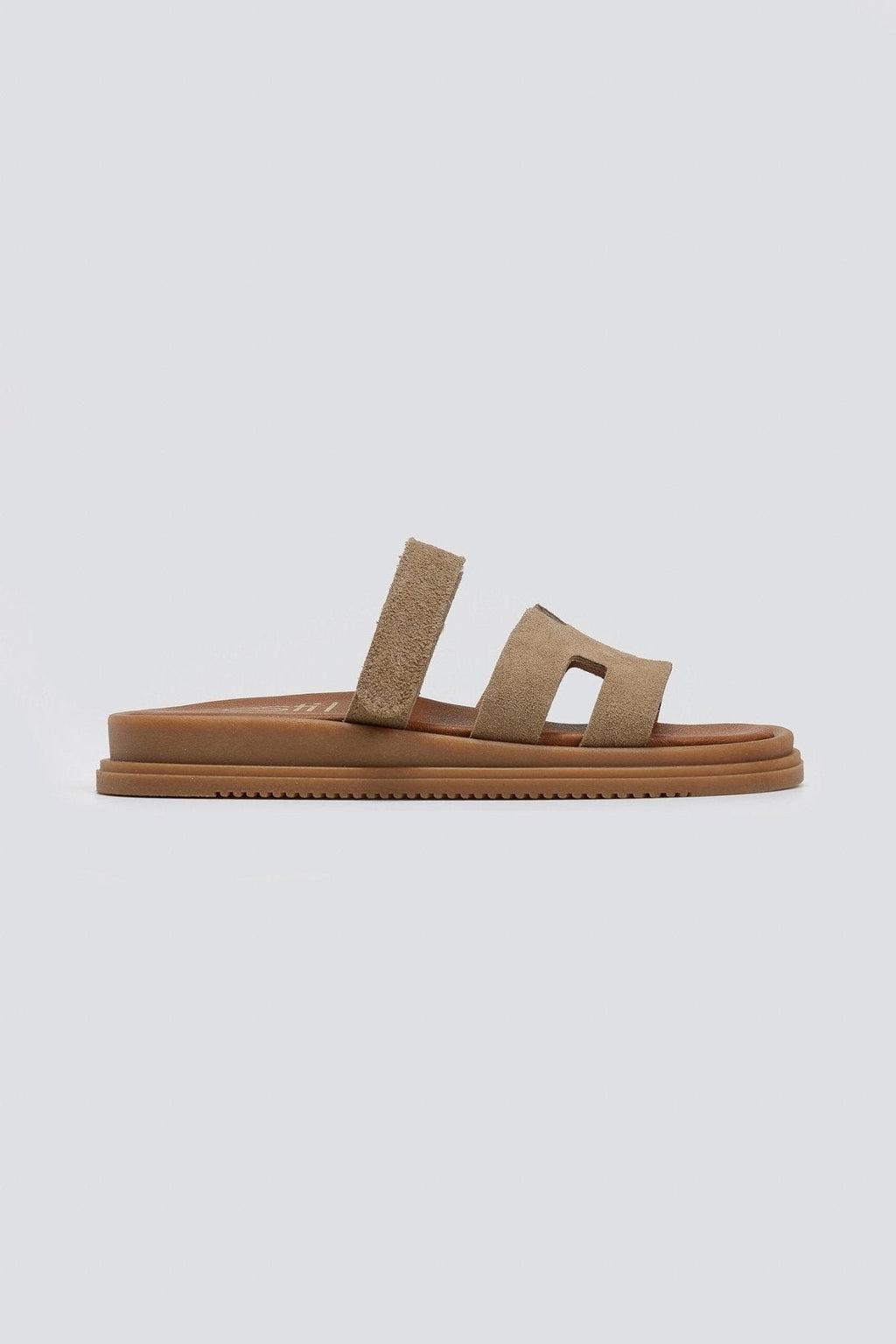 Sandalias de ante con velcro en taupe