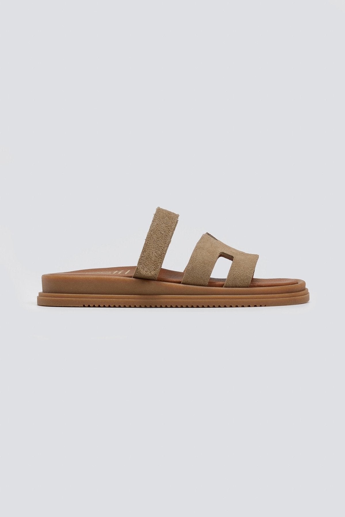 Sandalias de ante con velcro en taupe