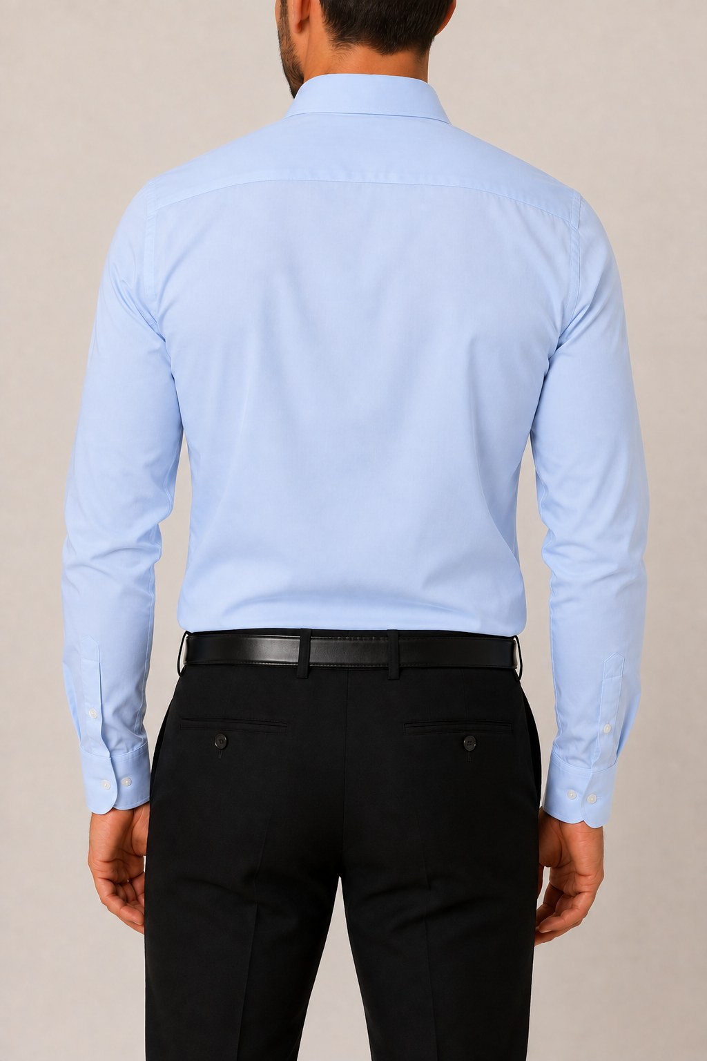 Camisa de popelín elástico en azul cielo
