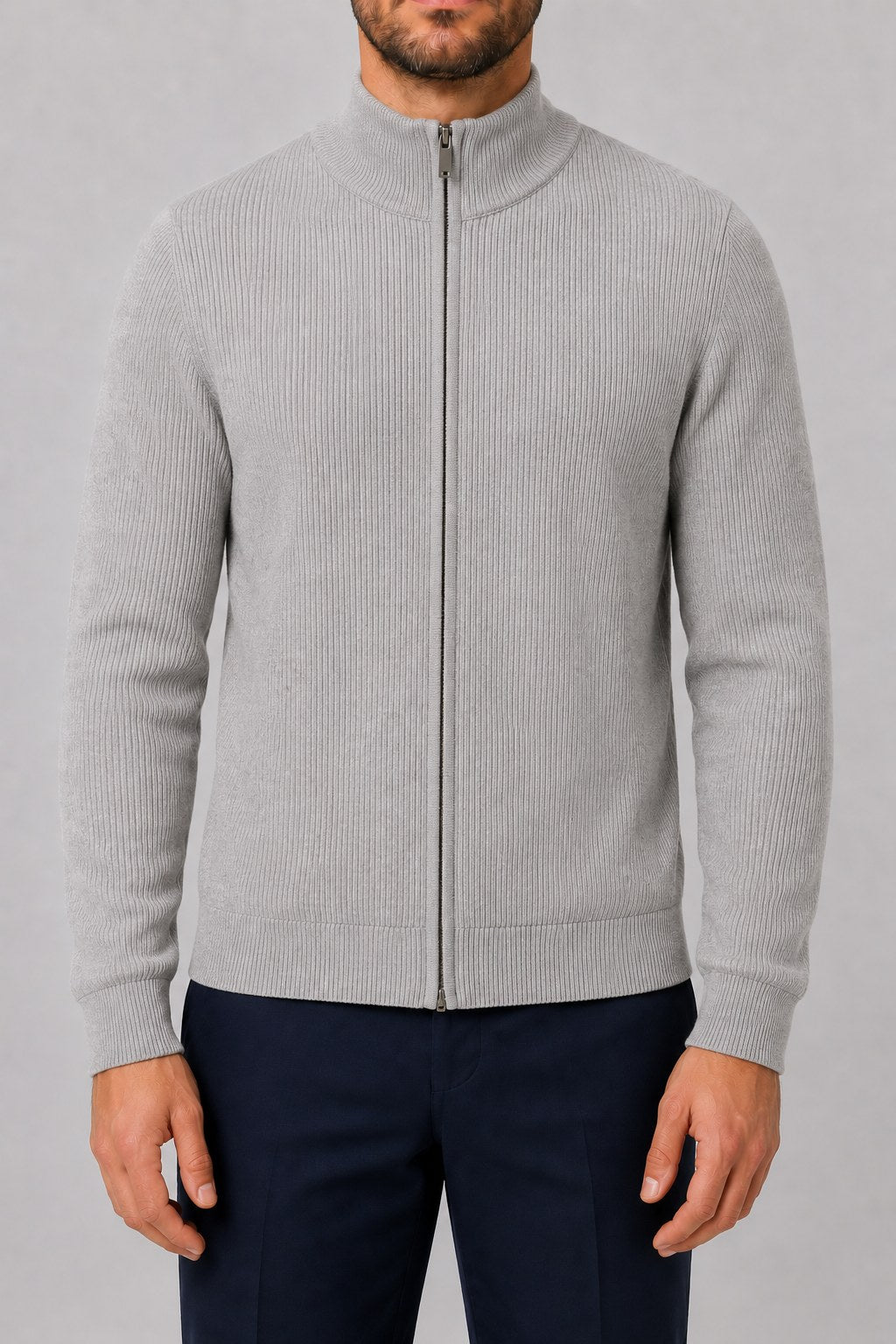 Cárdigan con cremallera en gris