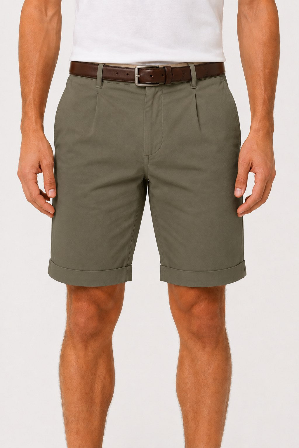 Bermuda chino de algodón en verde oliva
