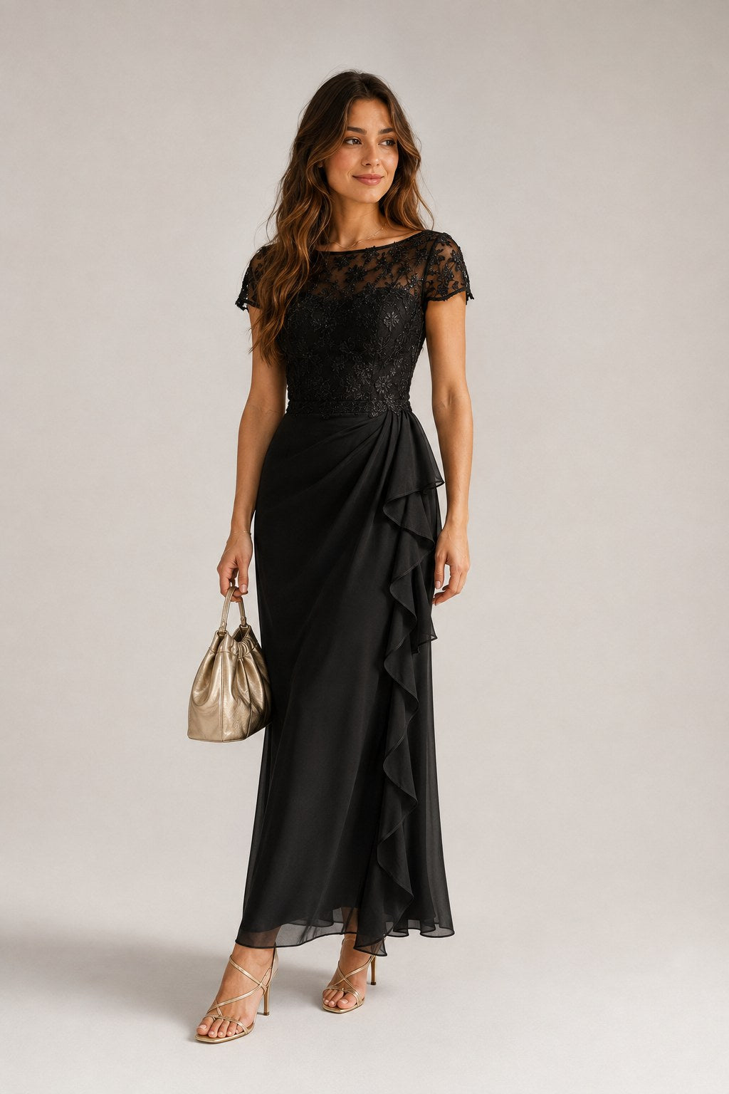 Vestido de encaje en negro
