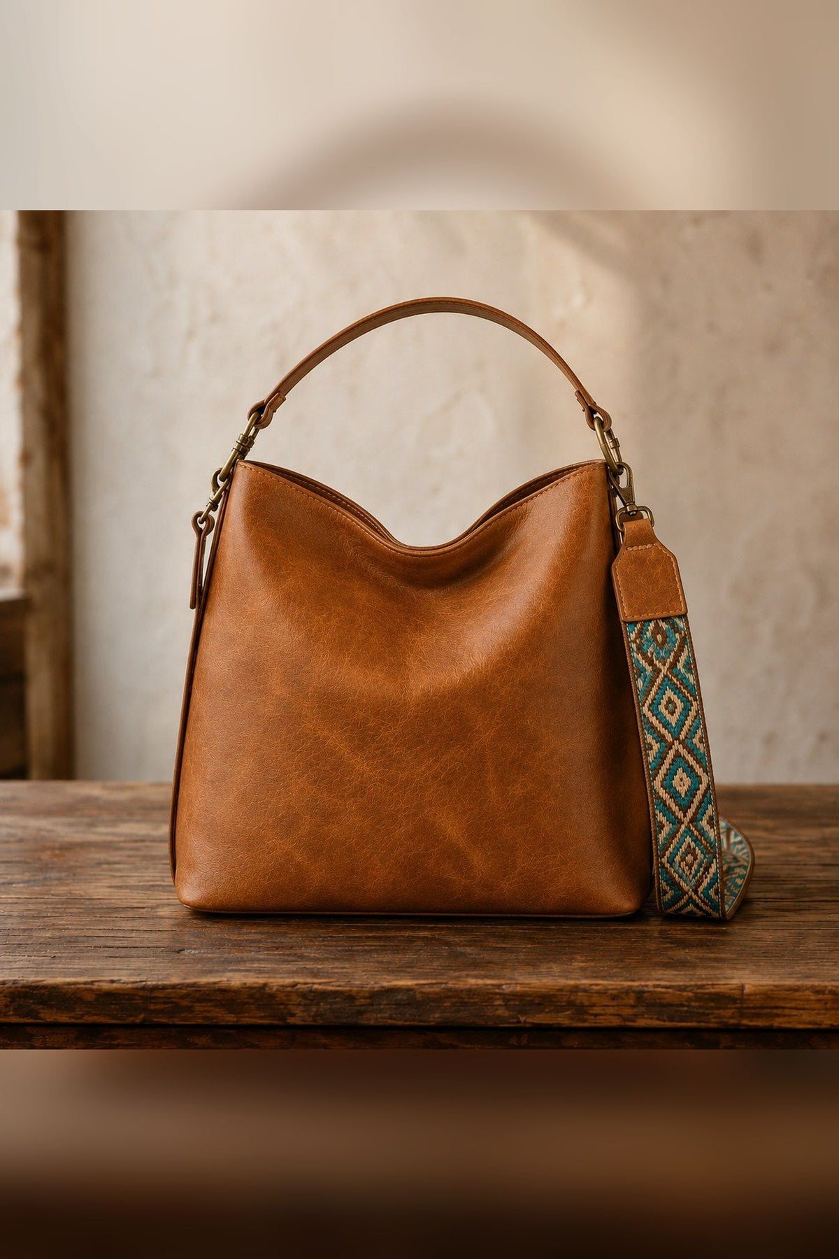 Bolso de aire vintage en camel